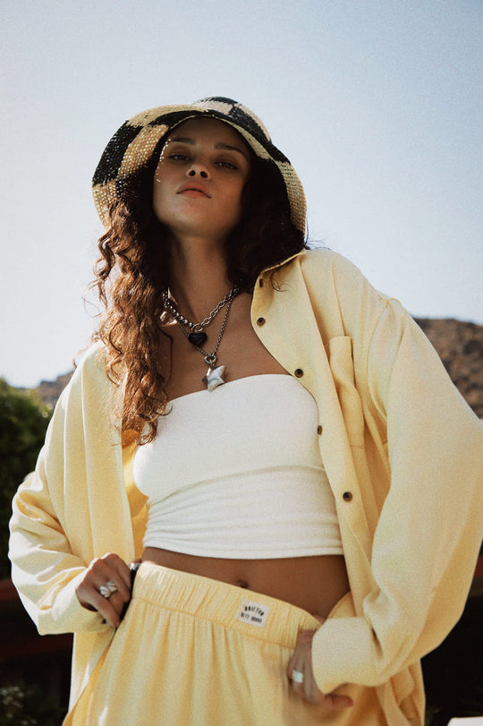 EAST SIDE BOXY L/S BUTTON DOWN - PANNA COTTA