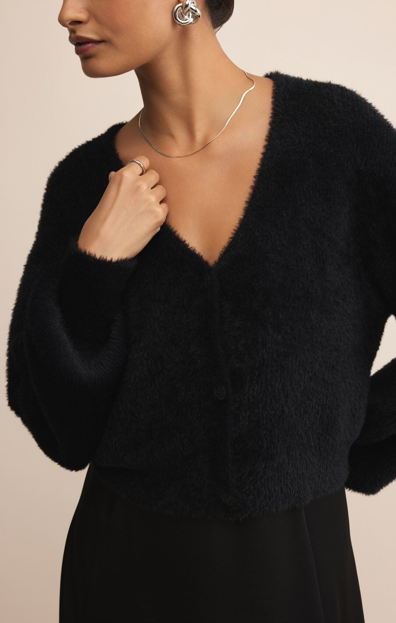 Sadira Fluffy Cardigan Moonlight