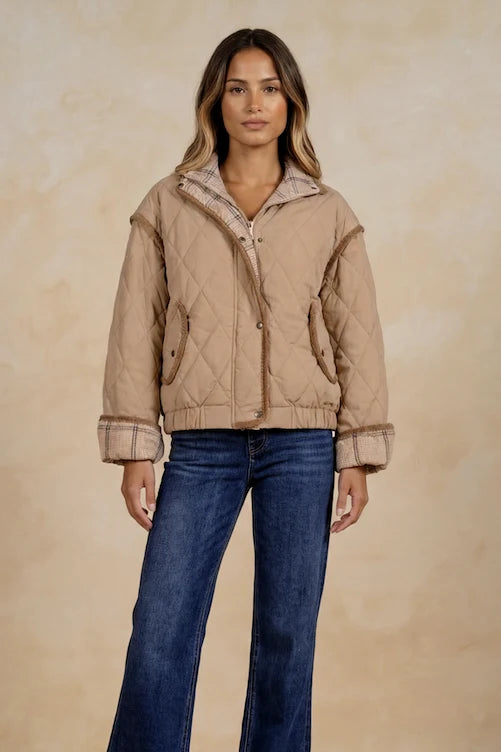 Corduroy Trim Button Front Jacket