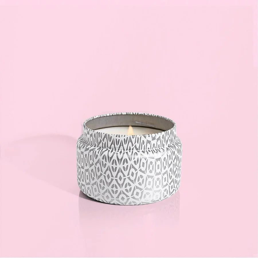 Volcano White Printed Travel Tin Candle, 8.5 oz