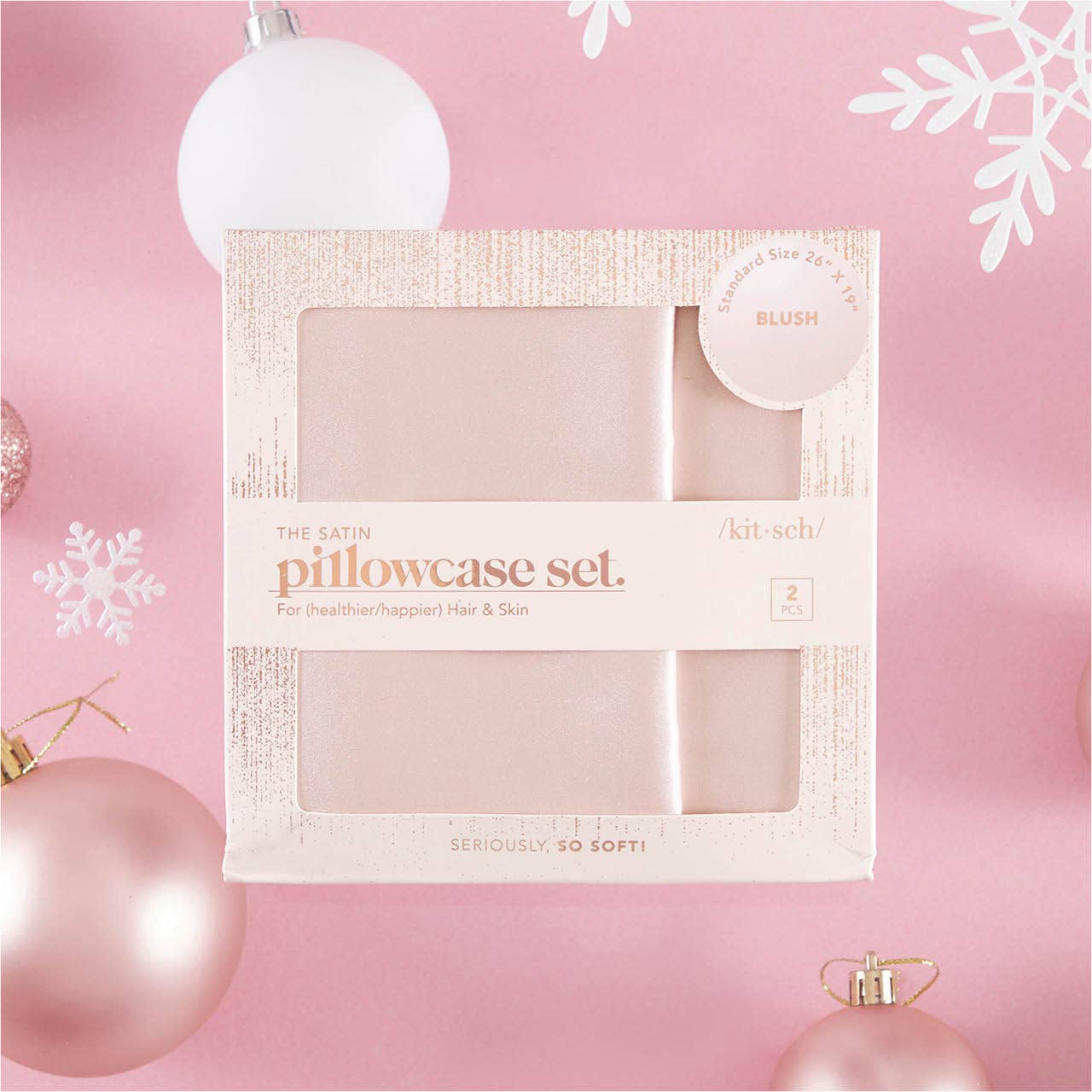 KITSCH - Holiday Satin Pillowcase 2pc Set - Blush
