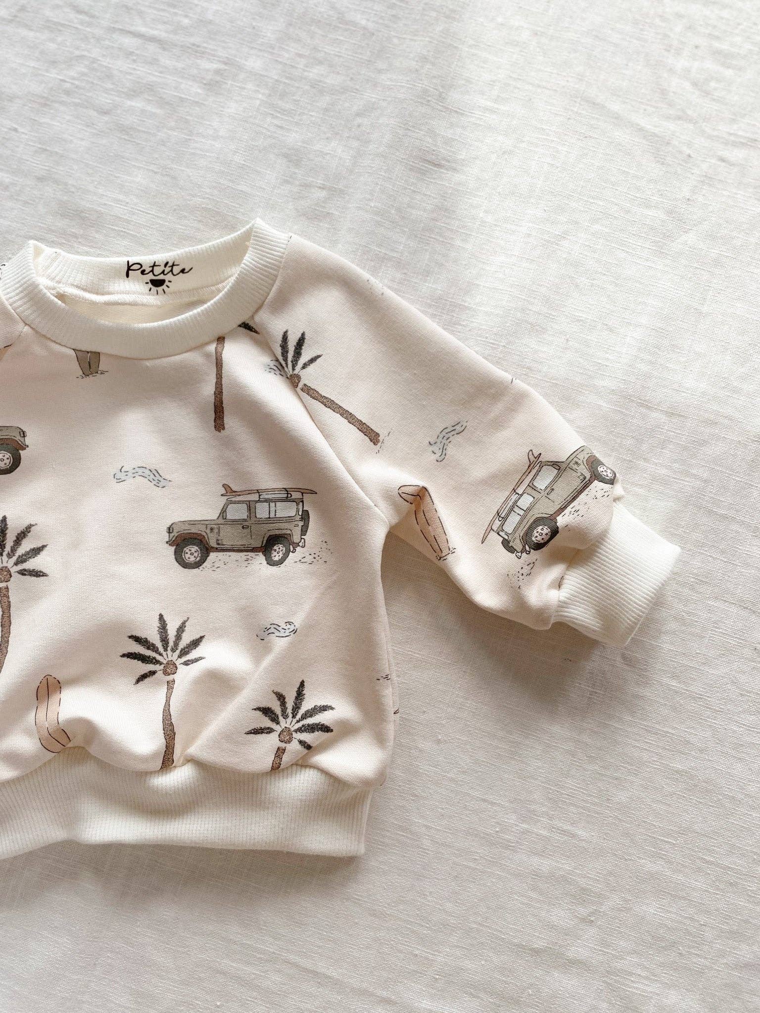PETITE EvelinaApparel - Baby cotton sweatshirt / cars & palm