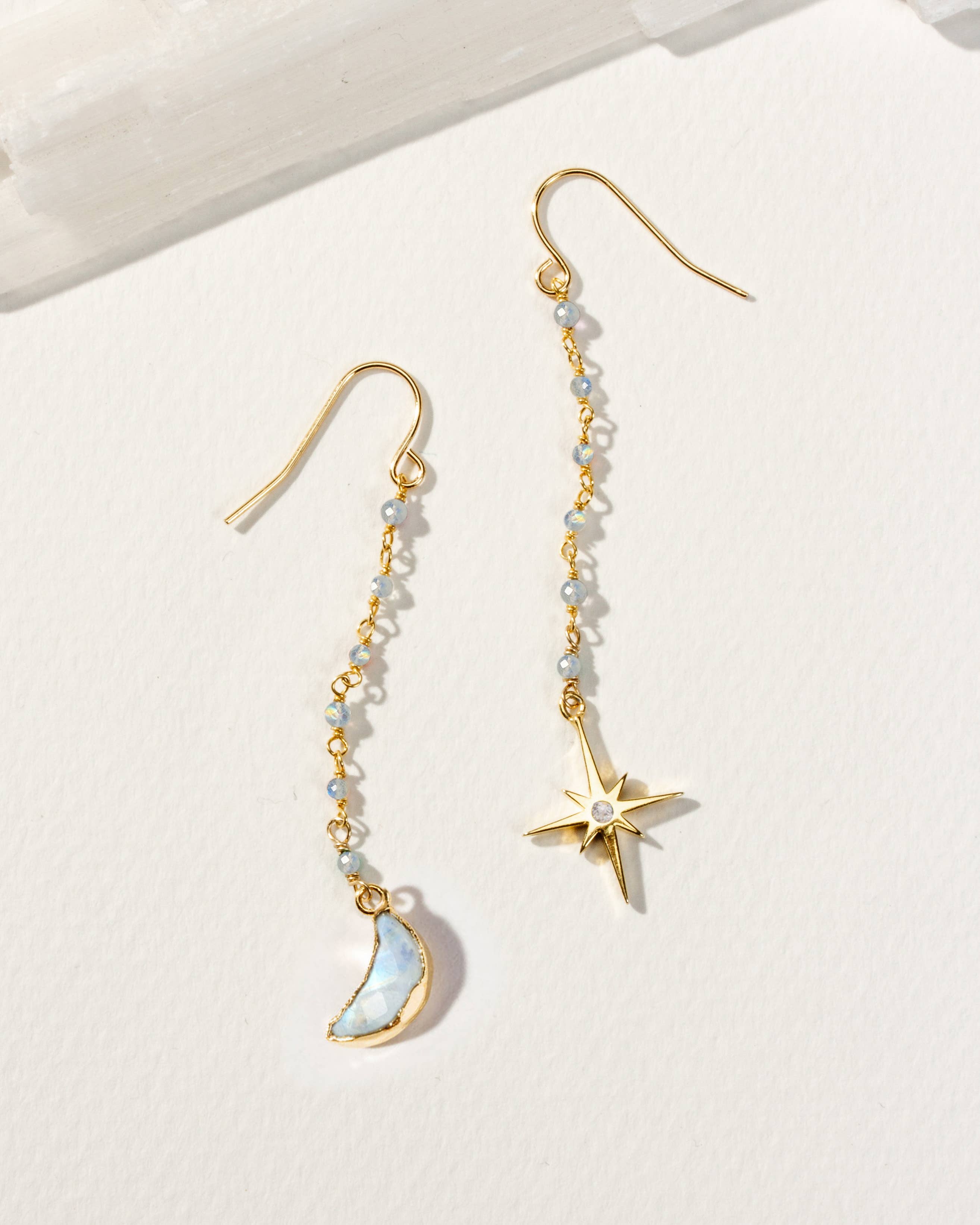 Celestial - Mismatched Moon and Star Drop Earring Set