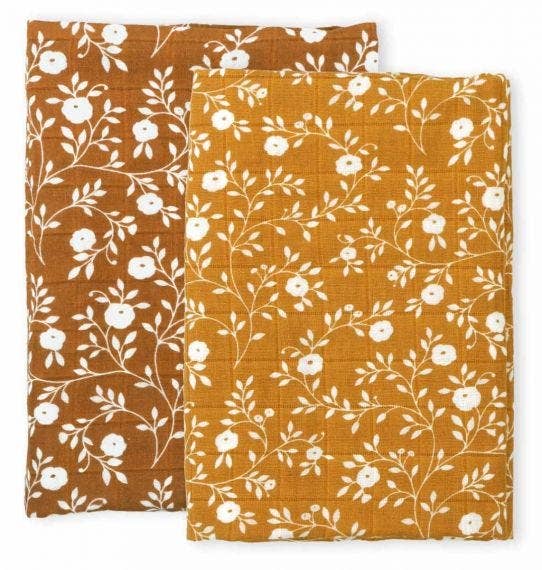 A Little Lovely Company - Swaddles / Muslin cloth set of 2: blossom - caramel