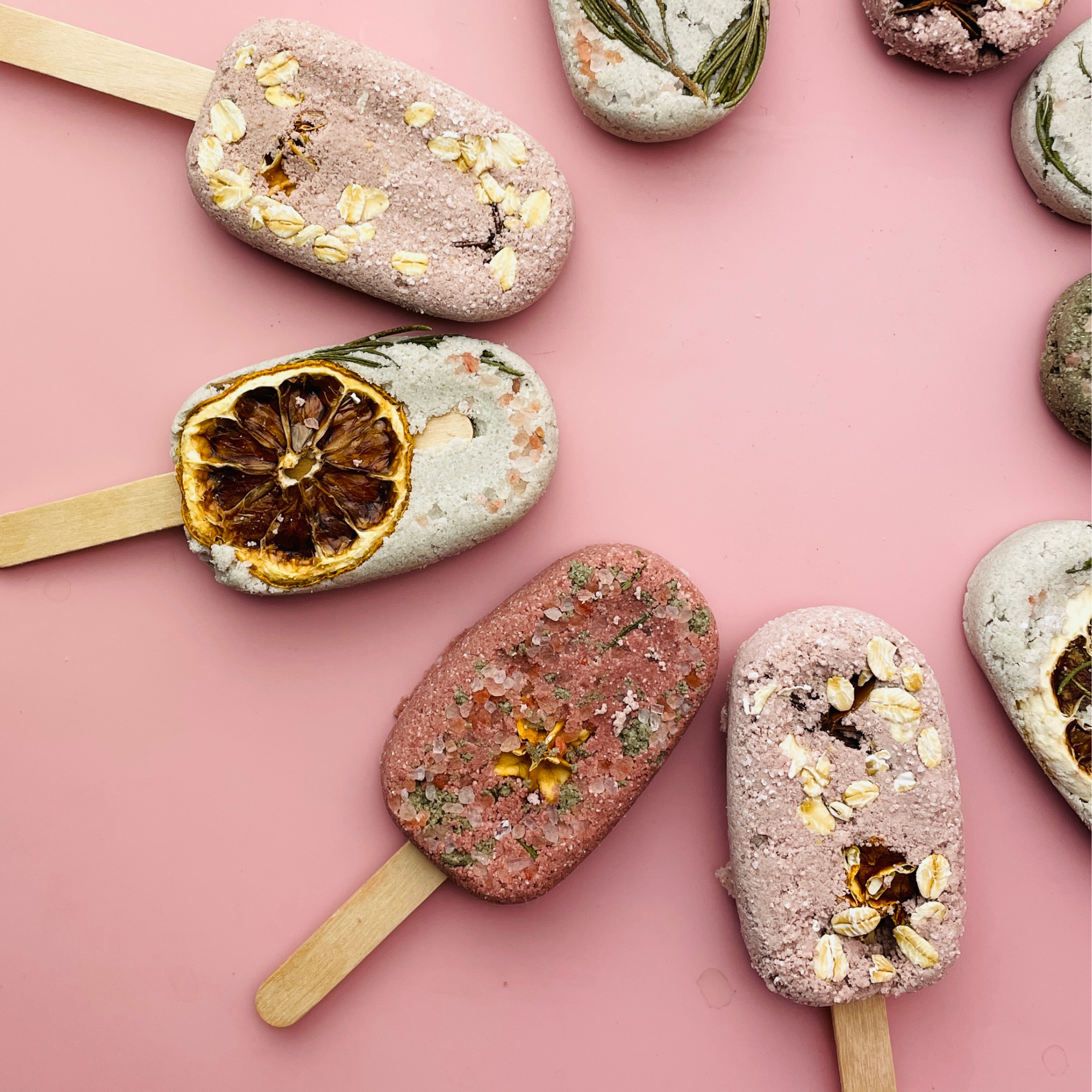 Botanical Bath Clay Pops With Dried Fruit and Epsom Salt: Citrus