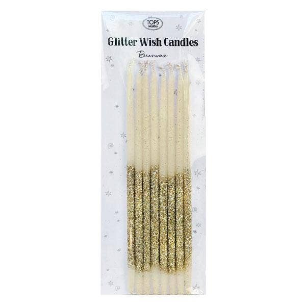 Glitter Wish 6” Candles Beeswax Gold 8 Pack - TOPS Malibu