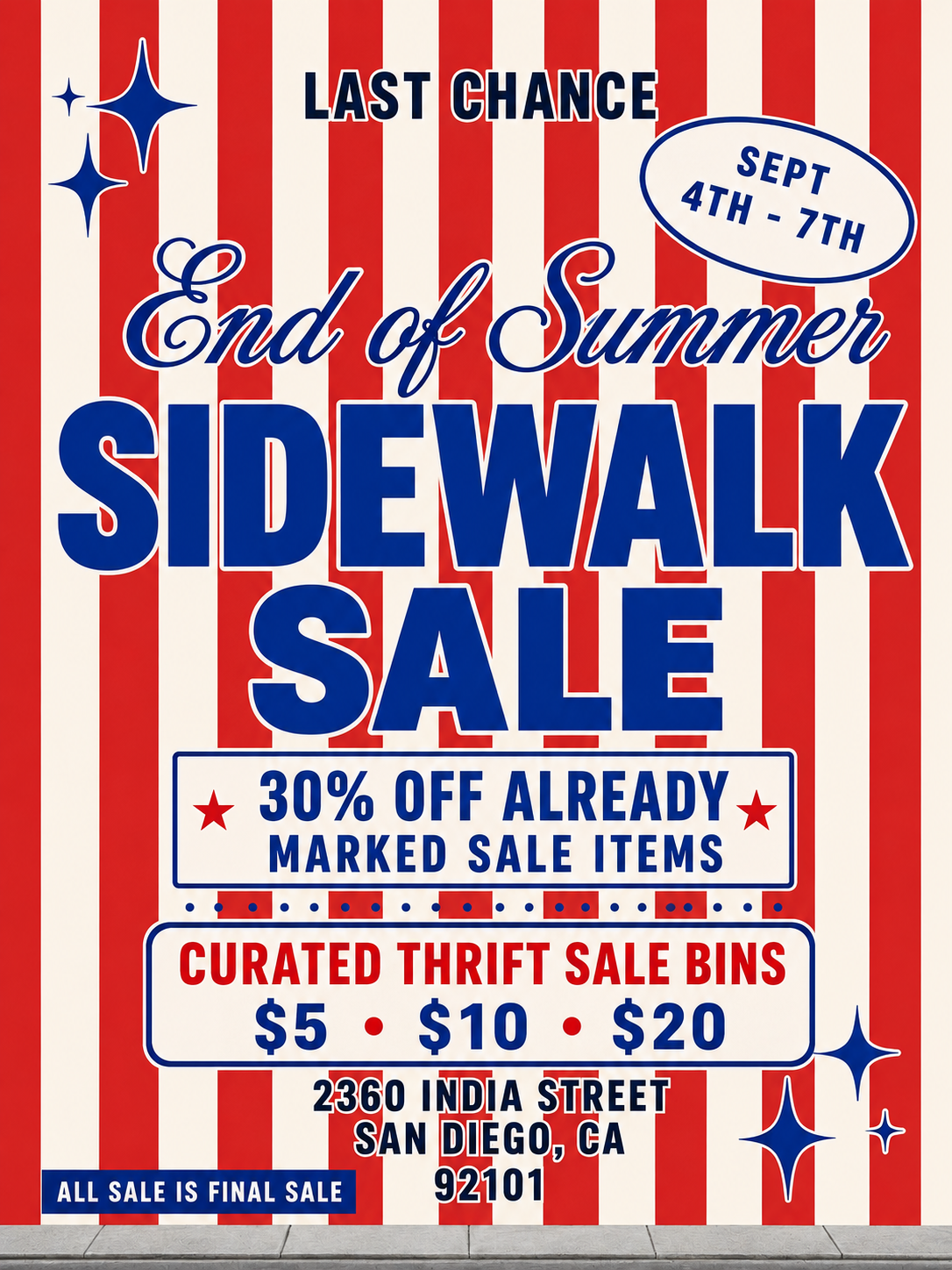 End of summer sidewalk sale