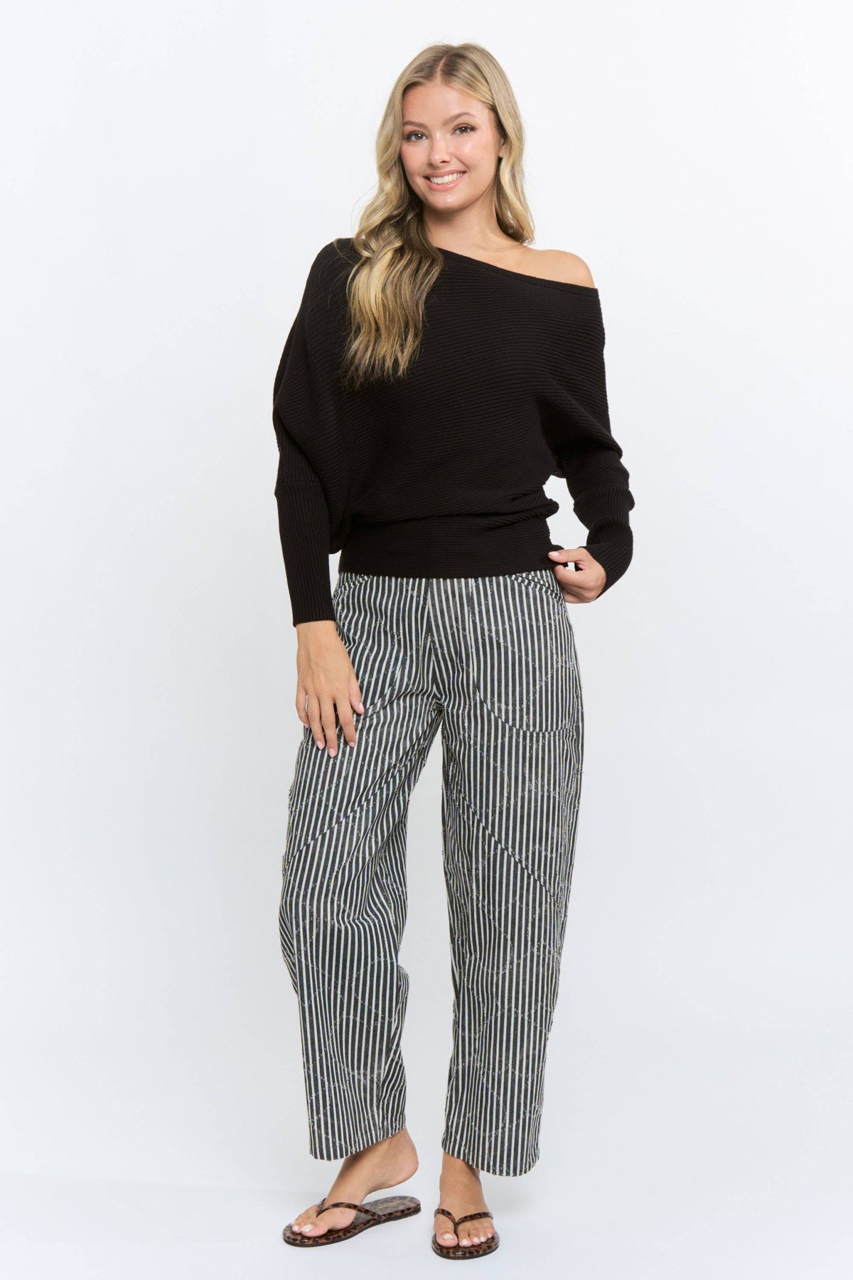 Camellia - CW10879S Ribbed Off-Shoulder Sweater