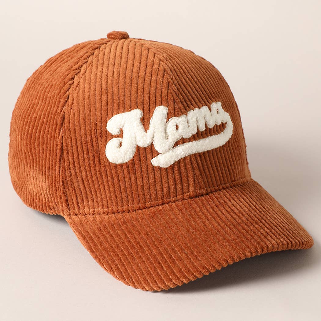 Fashion City - MAMA 3D Embroidered Fuzzy Patch Corduroy Cap