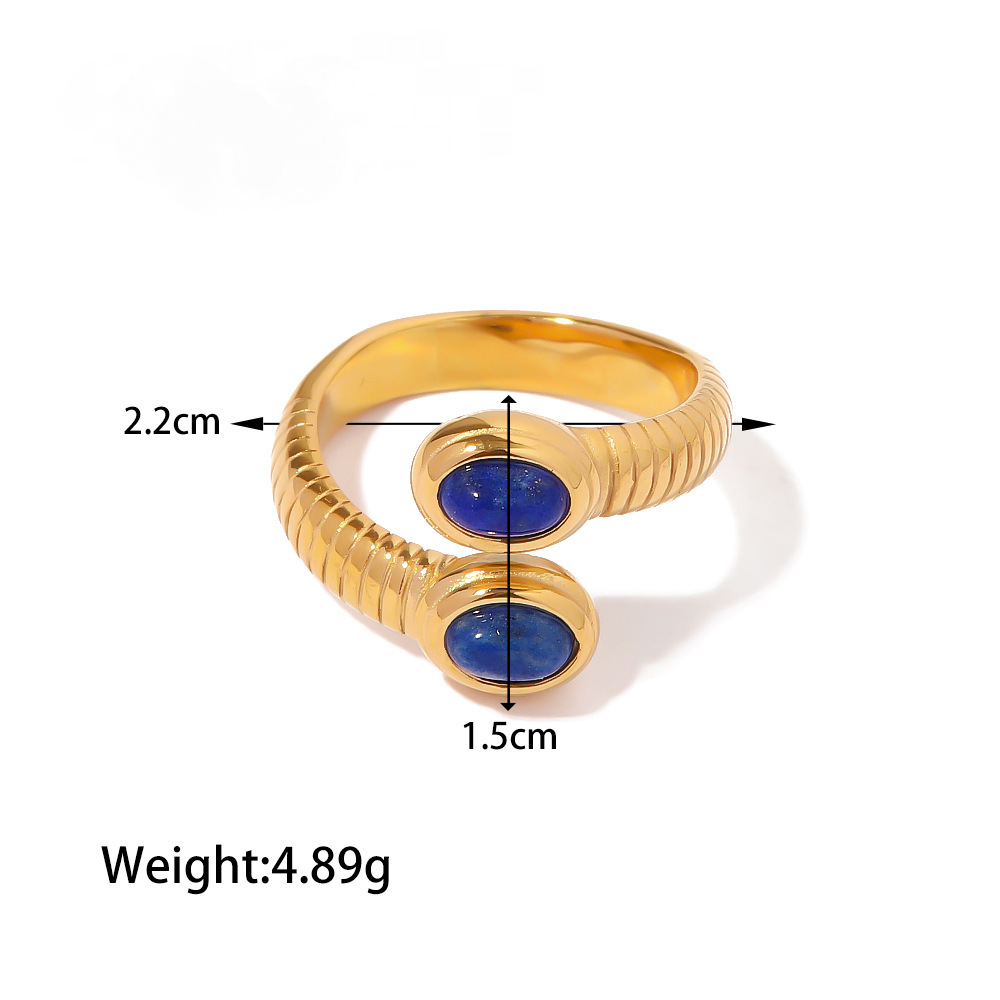 Mio Queena - 18K Gold-plated Stainless Steel Inlaid Stone Rings - FGS/CS