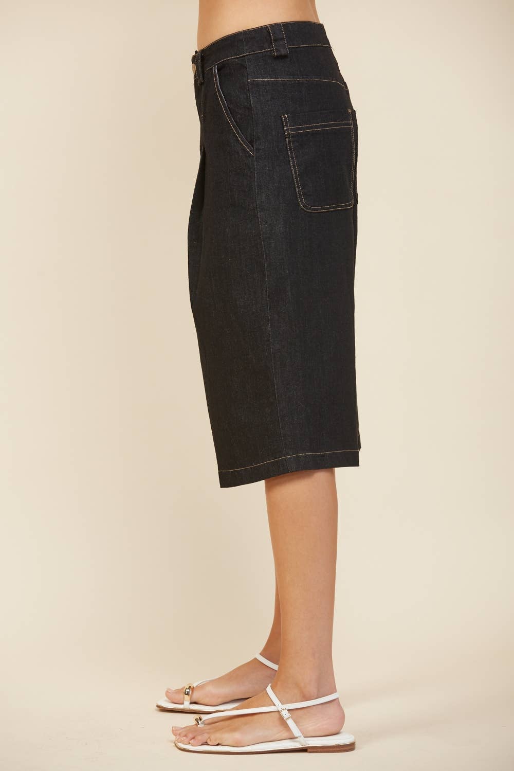 Edit by Nine - High Waisted Pleated Wide Leg Bermuda Short