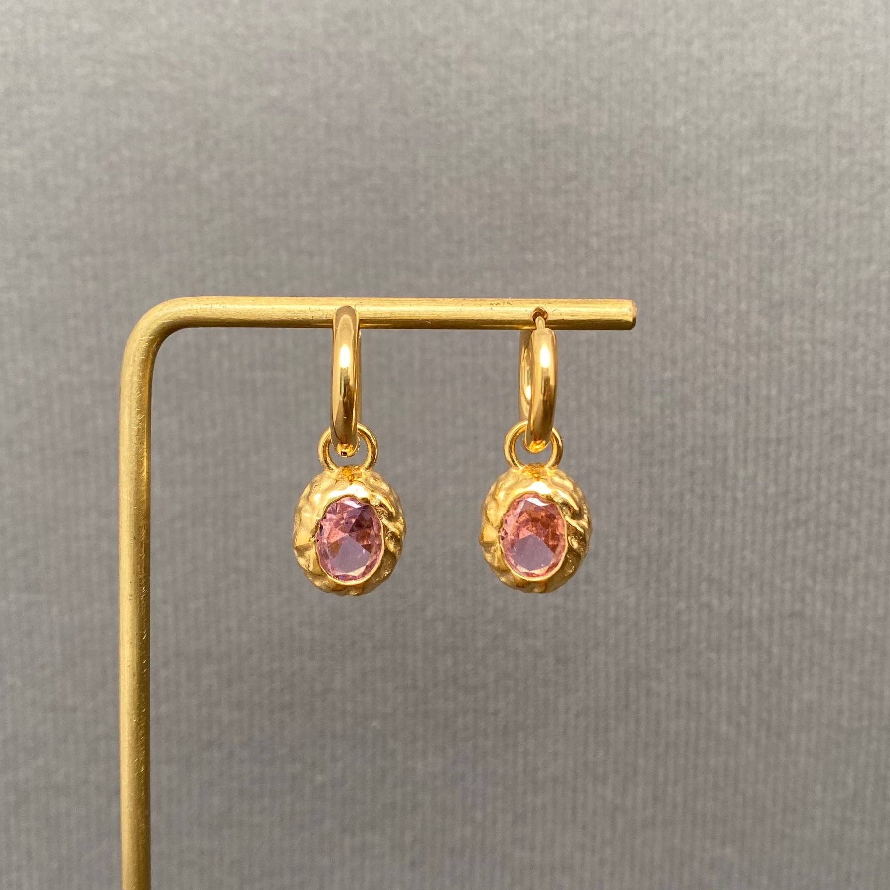 Mio Queena - Zircon Inlaid 18K Gold Plated S.Steel Huggie Earrings - FGS
