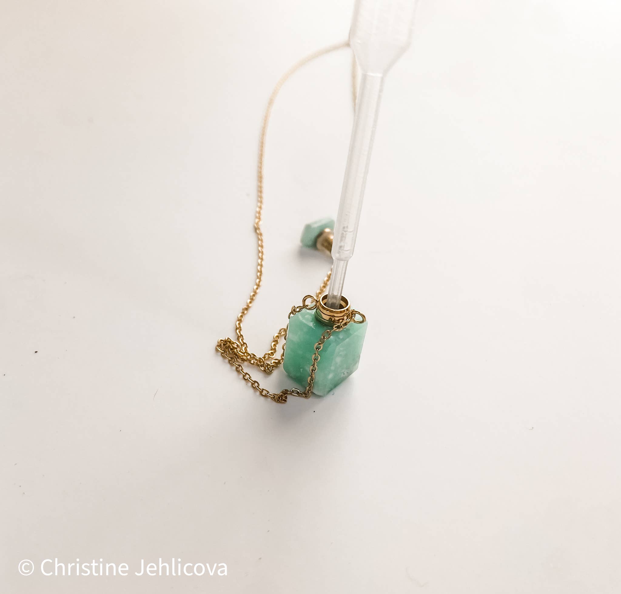 HoopLa - Gemstone Mini Perfume Bottle Crystal Necklace