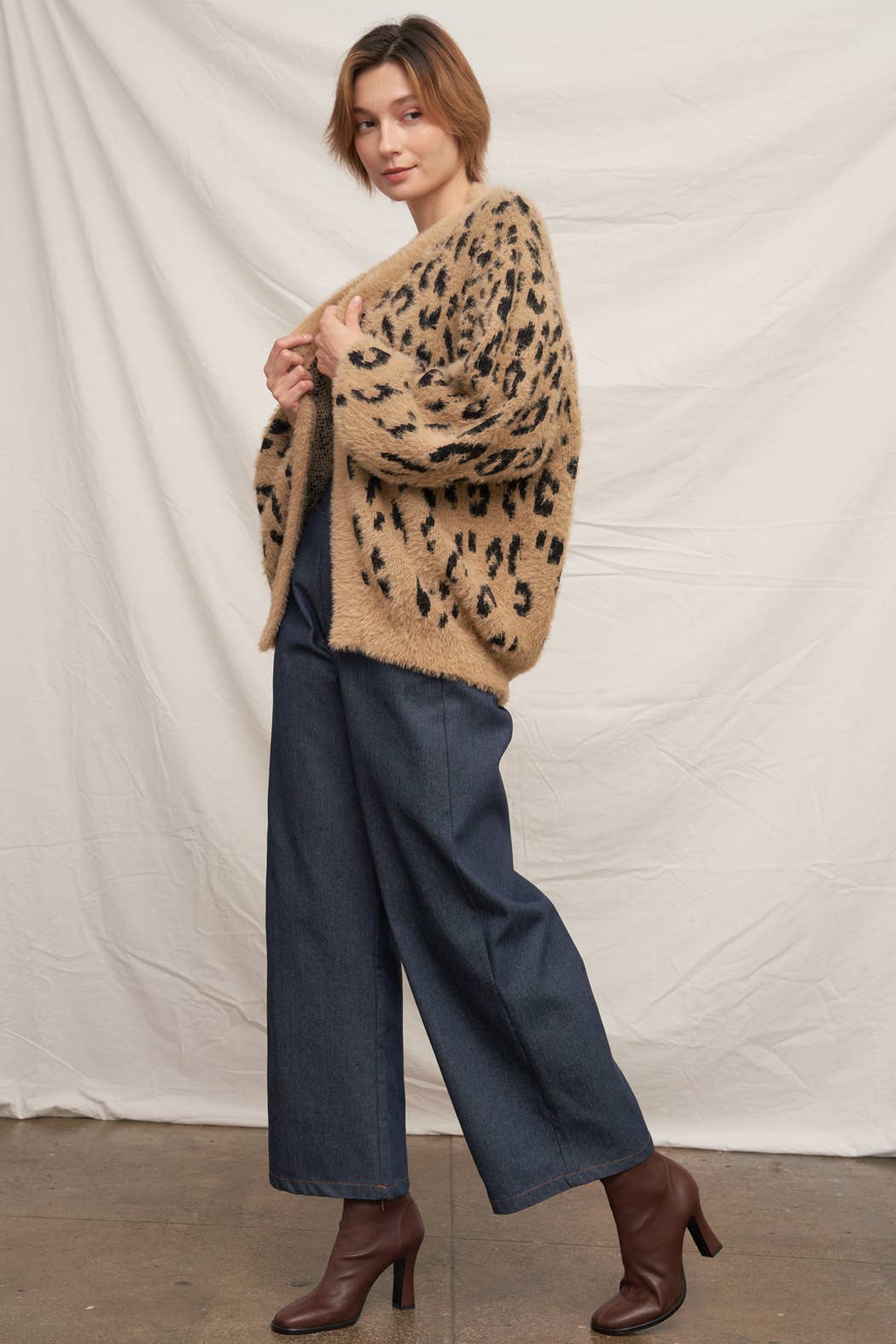 En Crème - Soft Leopard Sweater Cardigan