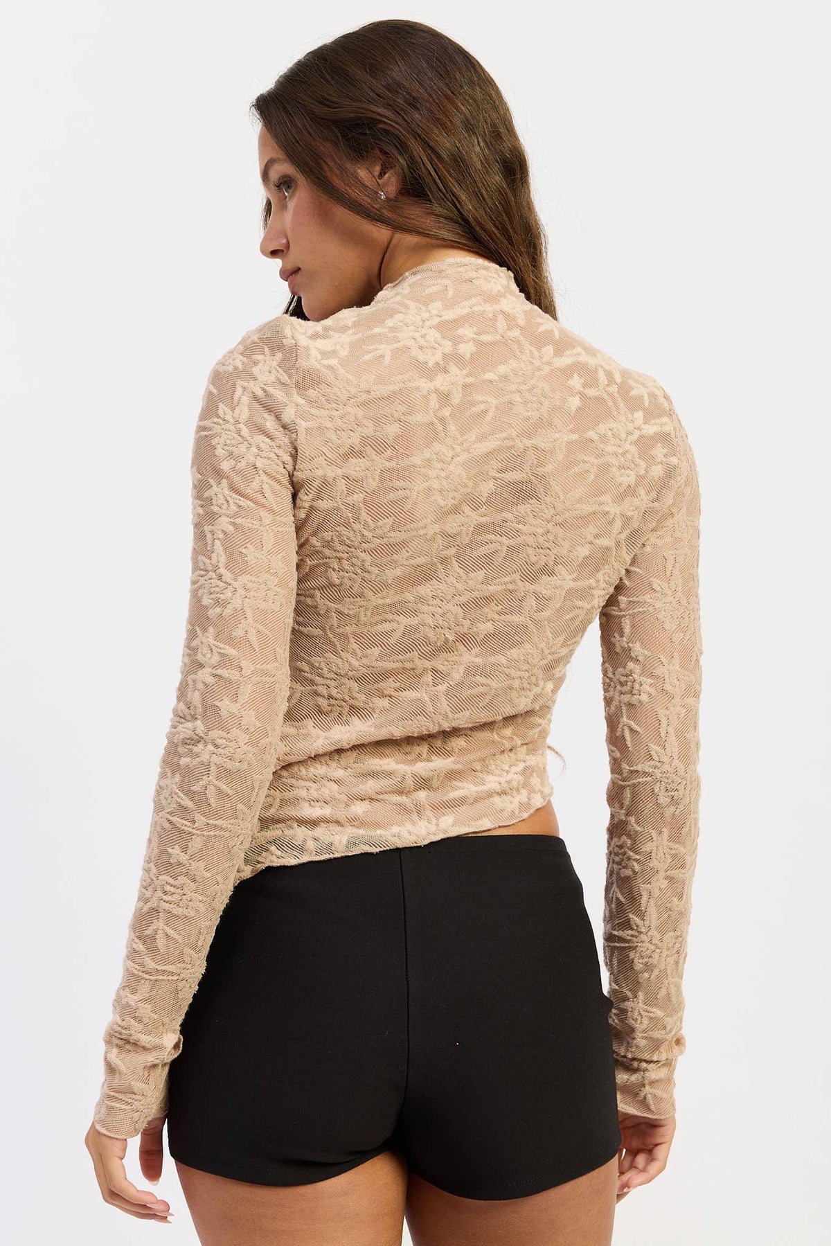 Emory Park - LONG SLEEVE MOCK NECK LACE TOP