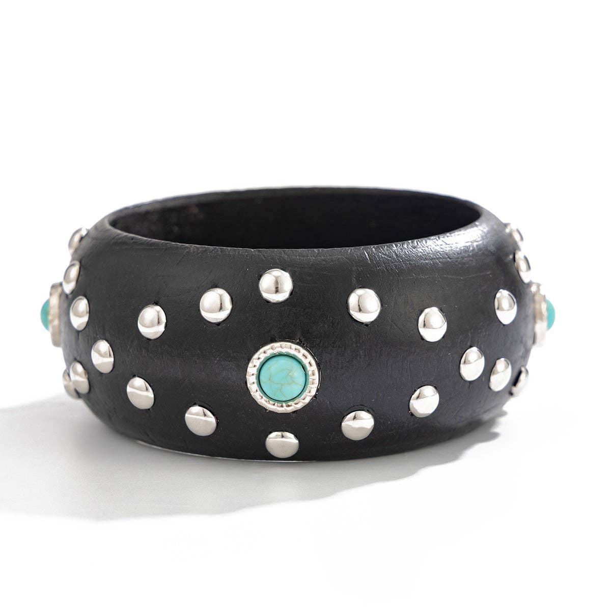Dipped Shop - Punk Style Studded Wooden Wide Bracelet MK2ZCEP6W6JBR74