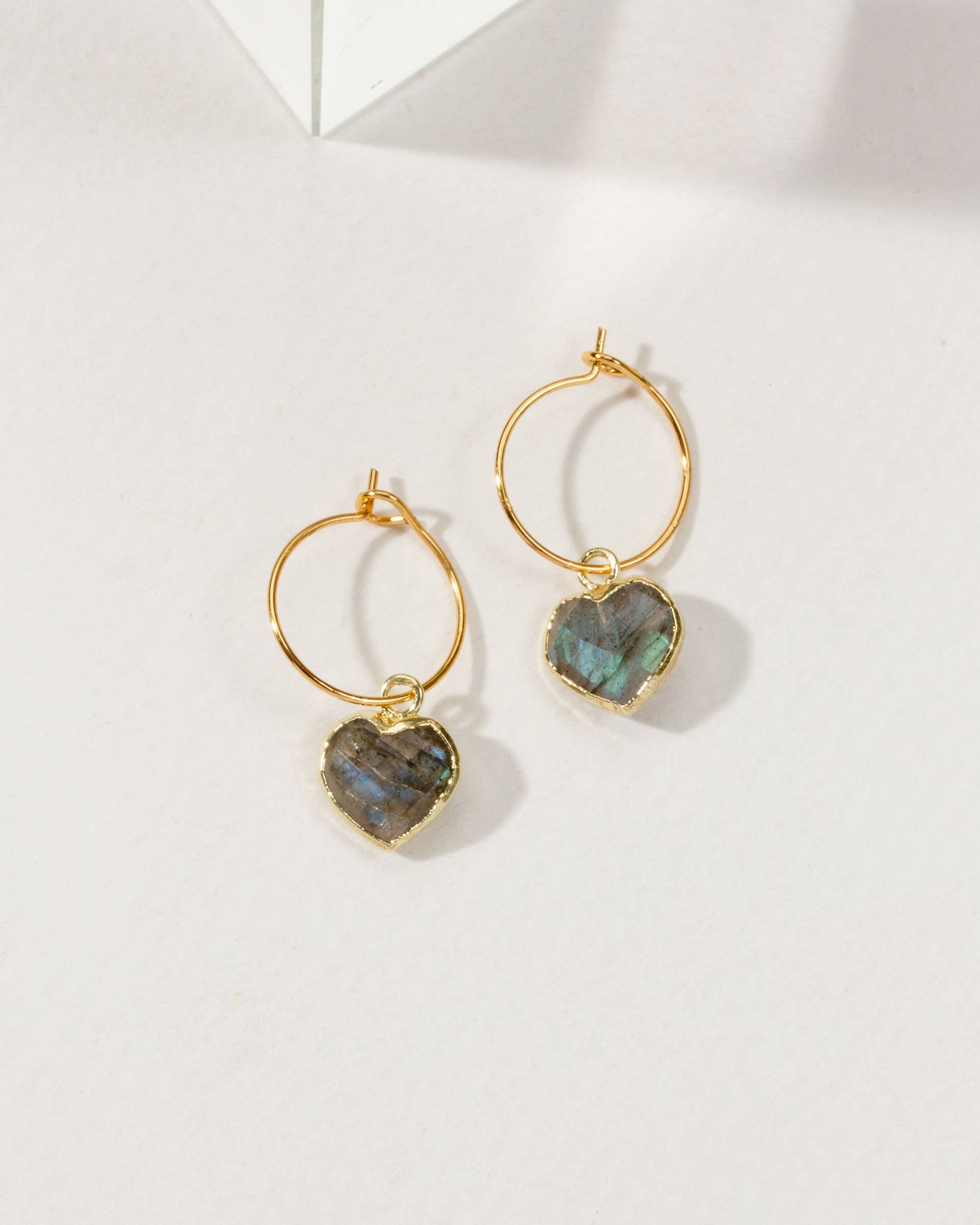 Luna Norte - Conversation Heart Mini Hoop Earrings - Labradorite