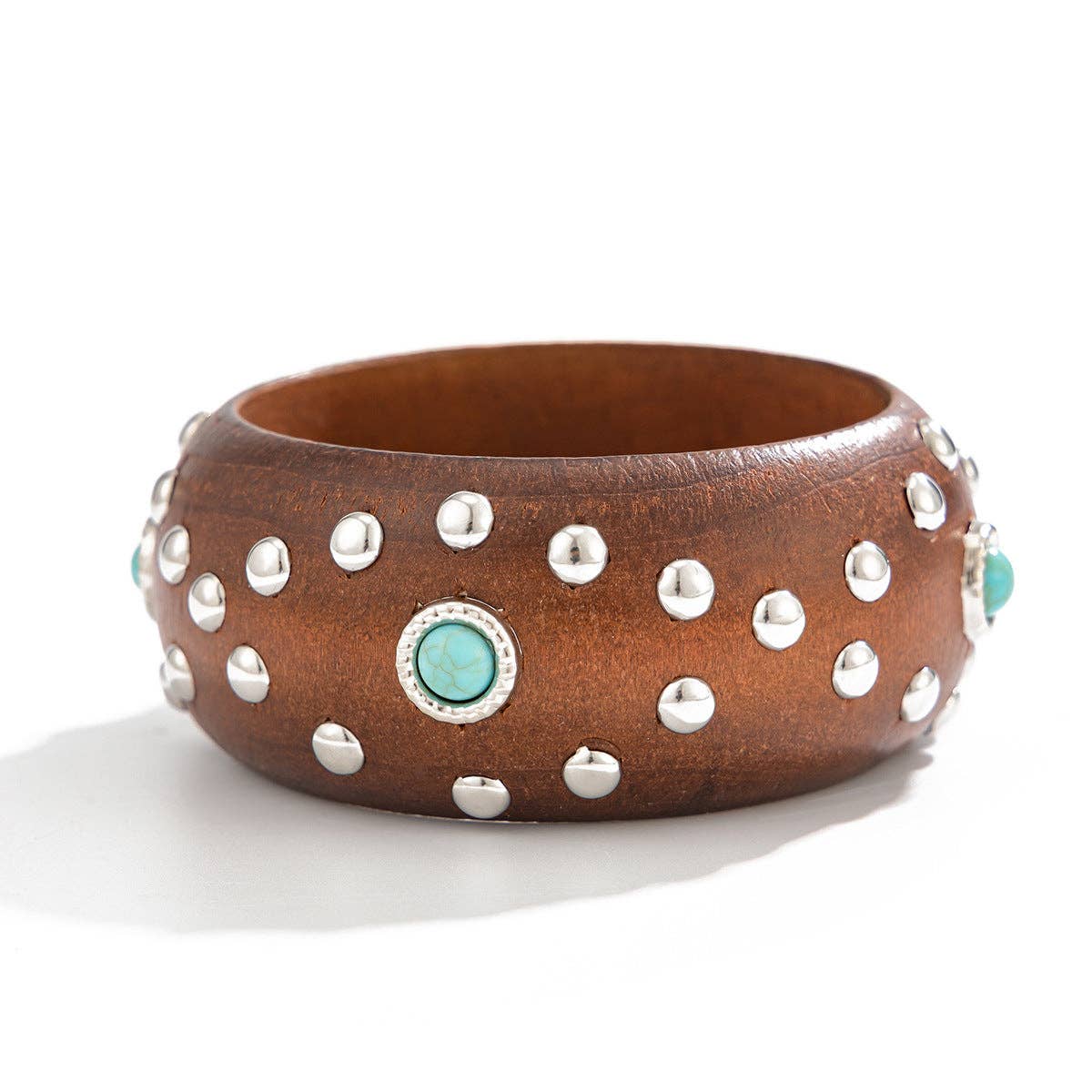 Dipped Shop - Punk Style Studded Wooden Wide Bracelet MK2ZCEP6W6JBR74