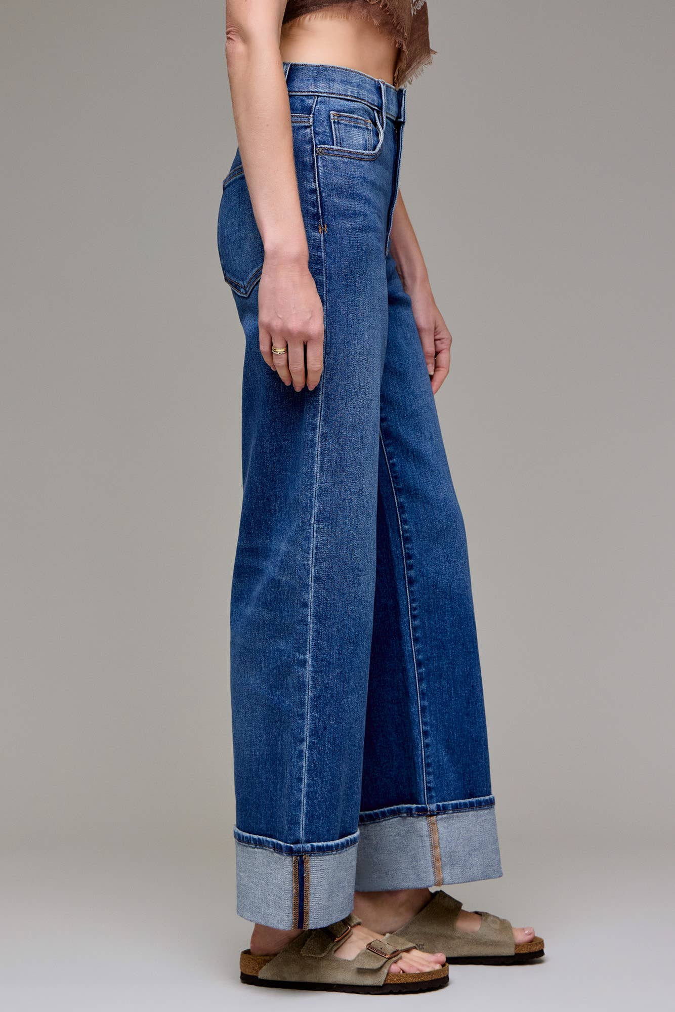 Hidden Jeans - Dark Wash Cuffed Stretch Clean Dad Jean