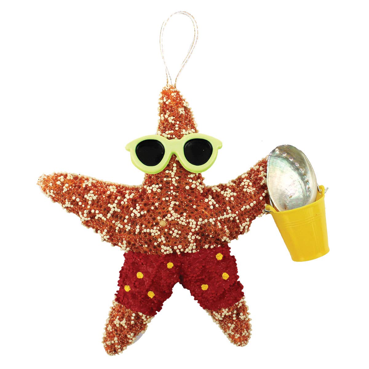 California Seashell Company - Beach Boy Bucket Sugar Starfish Ornament