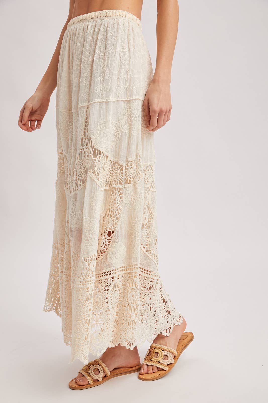 Bluivy - BOHO SHEER LACE MAXI SKIRT WITH LINING
