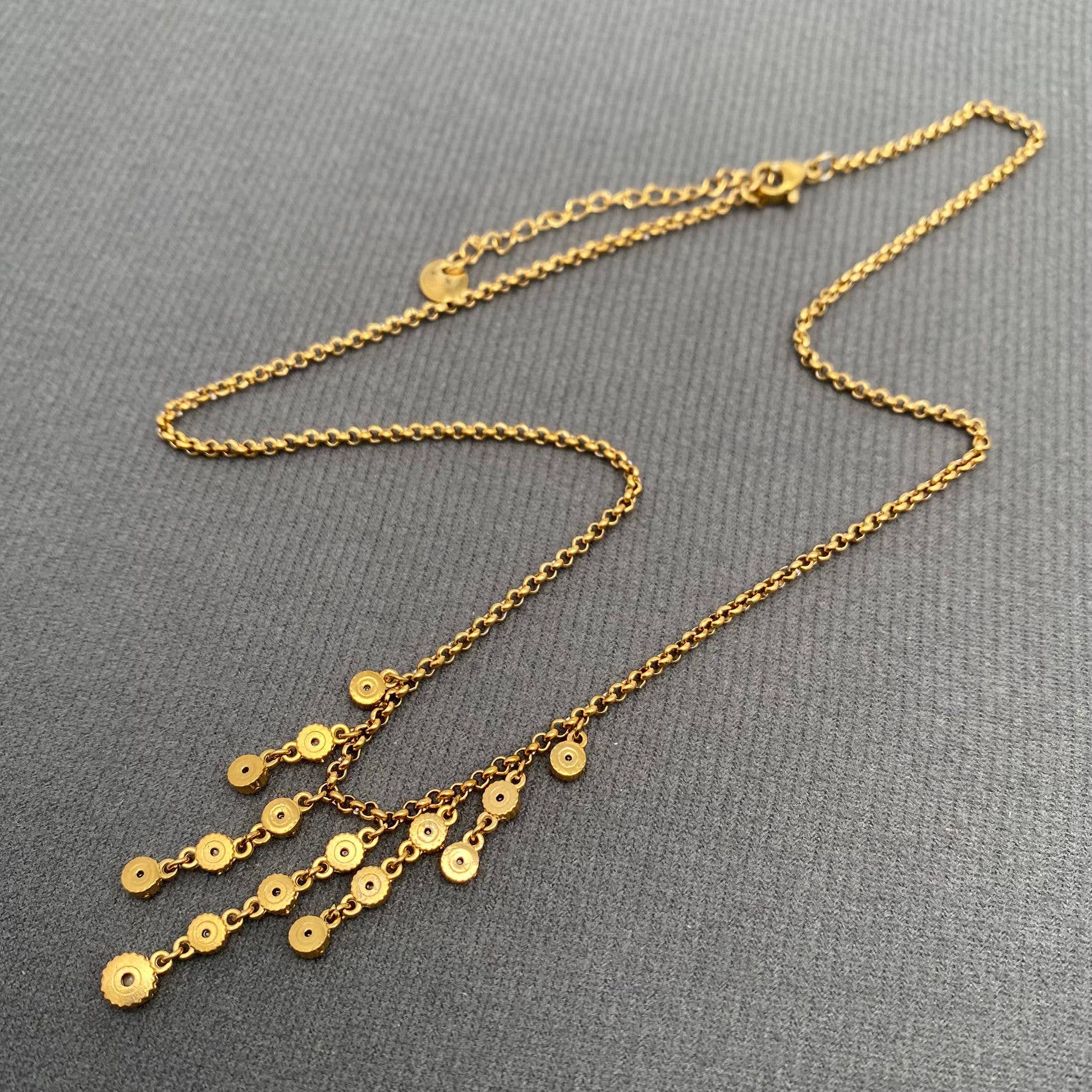 Mio Queena - Zircon Inlaid Tassel 18K Gold Plated S.Steel Necklace - FGS