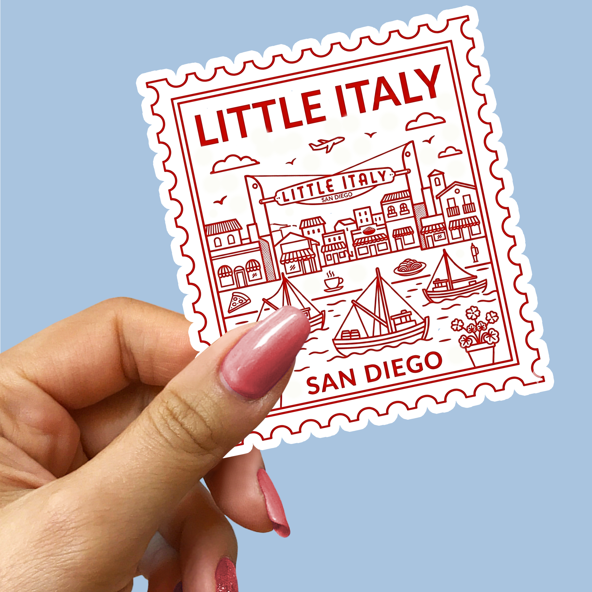 EnjoyMyDesign - Little Italy San Diego Postage Stamp Sticker
