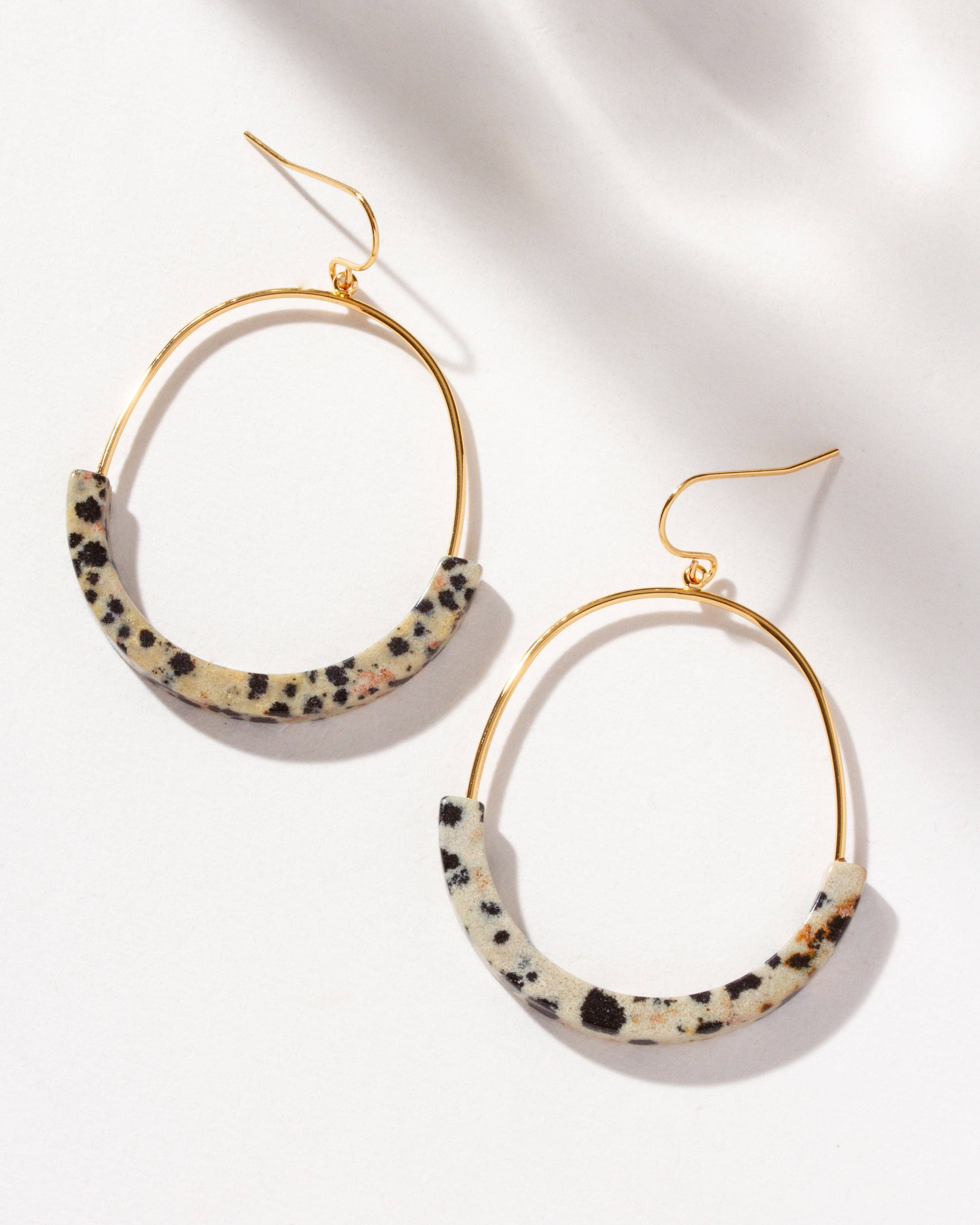 Luna Norte - Stone Arc Earrings- Dalmation Jasper