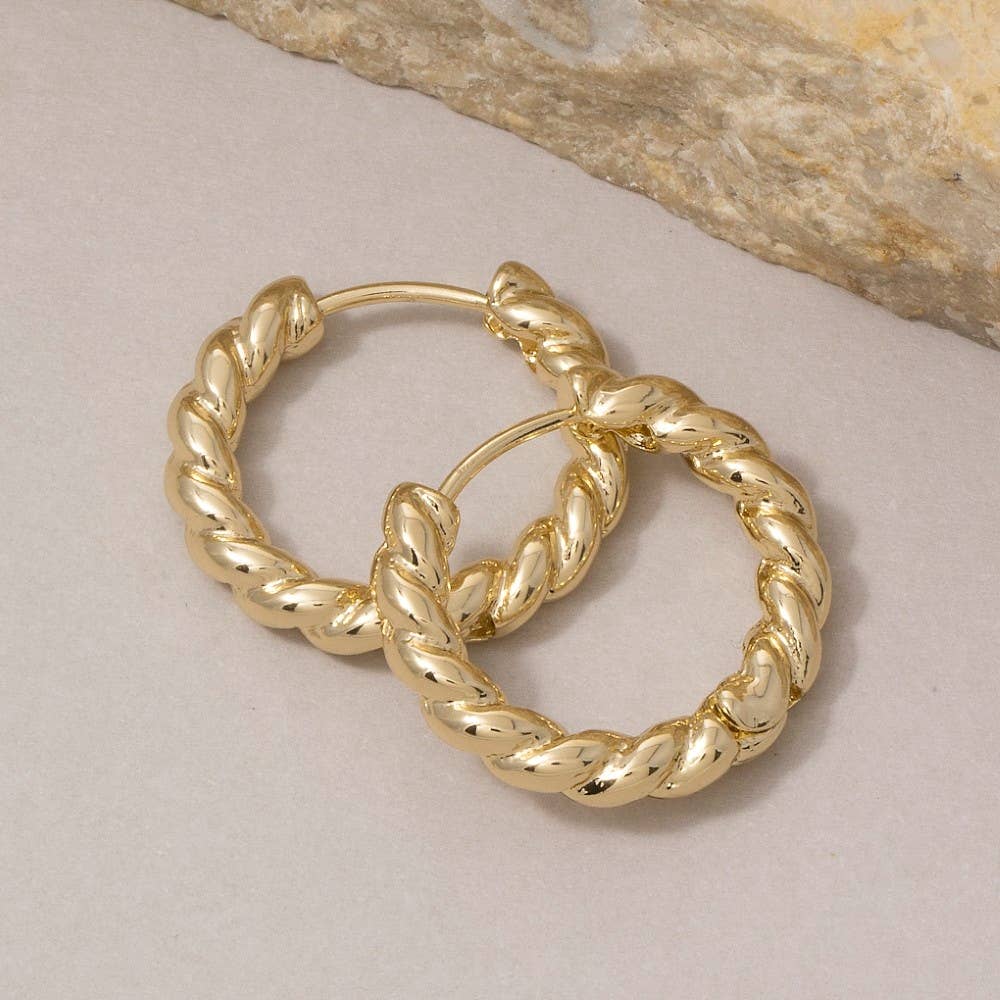 Fame Accessories - Twisted Rope Mini Huggie Hoop Earrings