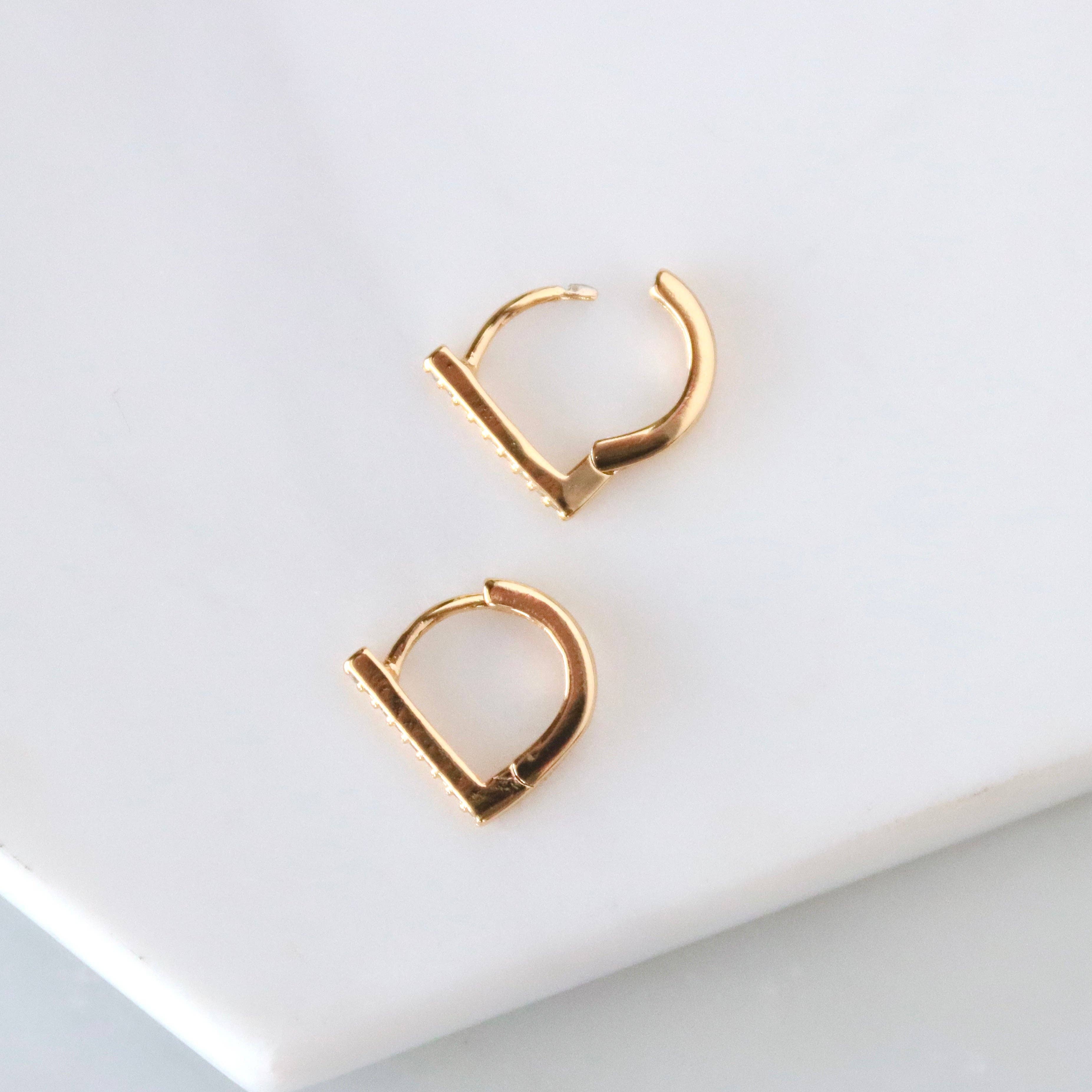 Mesa Blue - CZ Bar Huggie Earrings