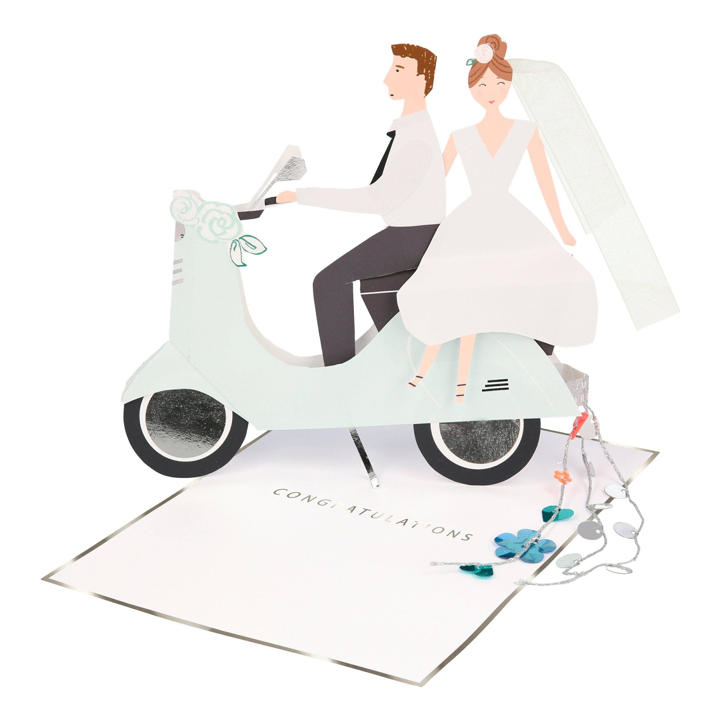 Meri Meri - Scooter Couple Stand-Up Wedding Card