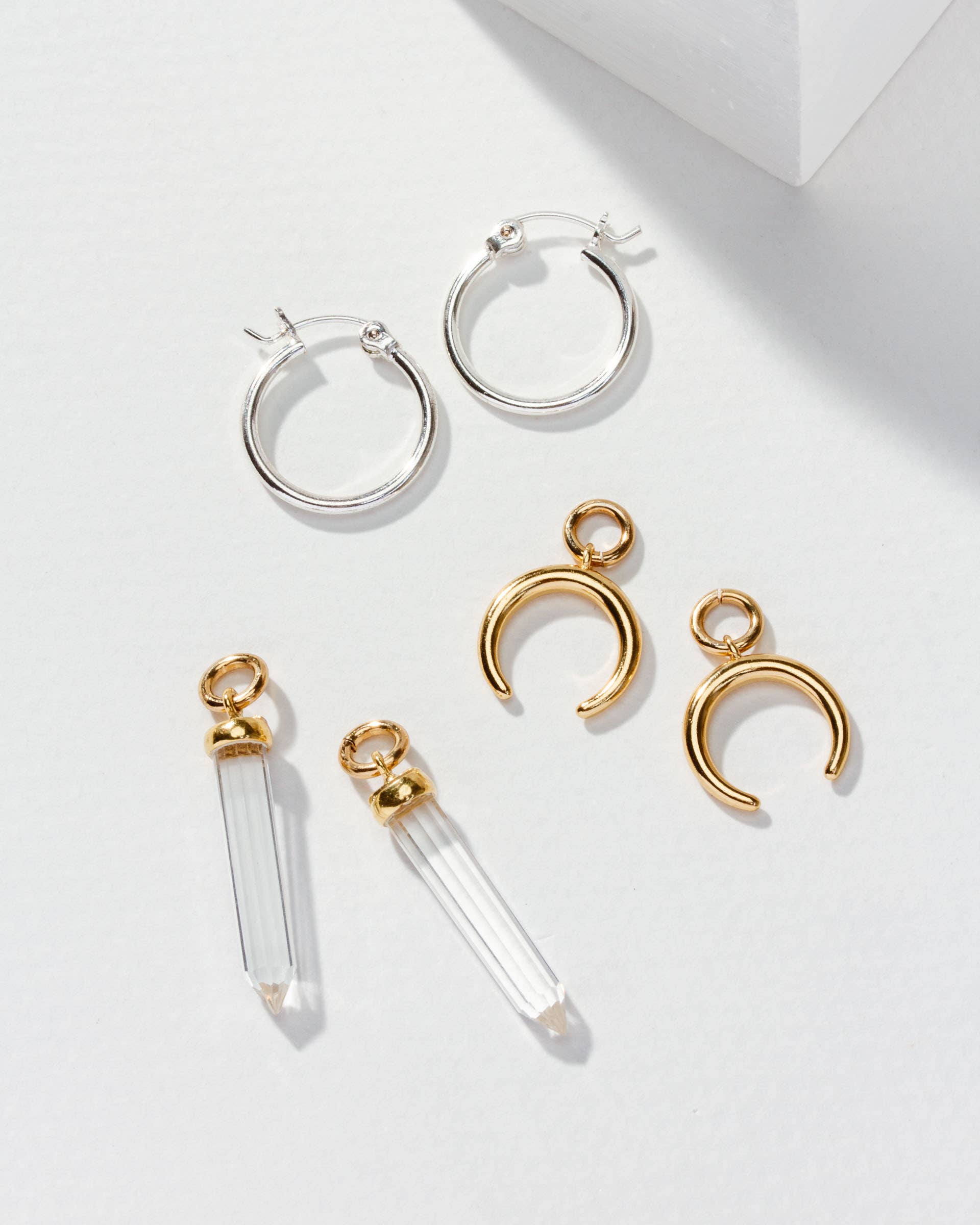 Luna Norte - Rayanne Interchangeable Hoop Earrings- Clear Quartz