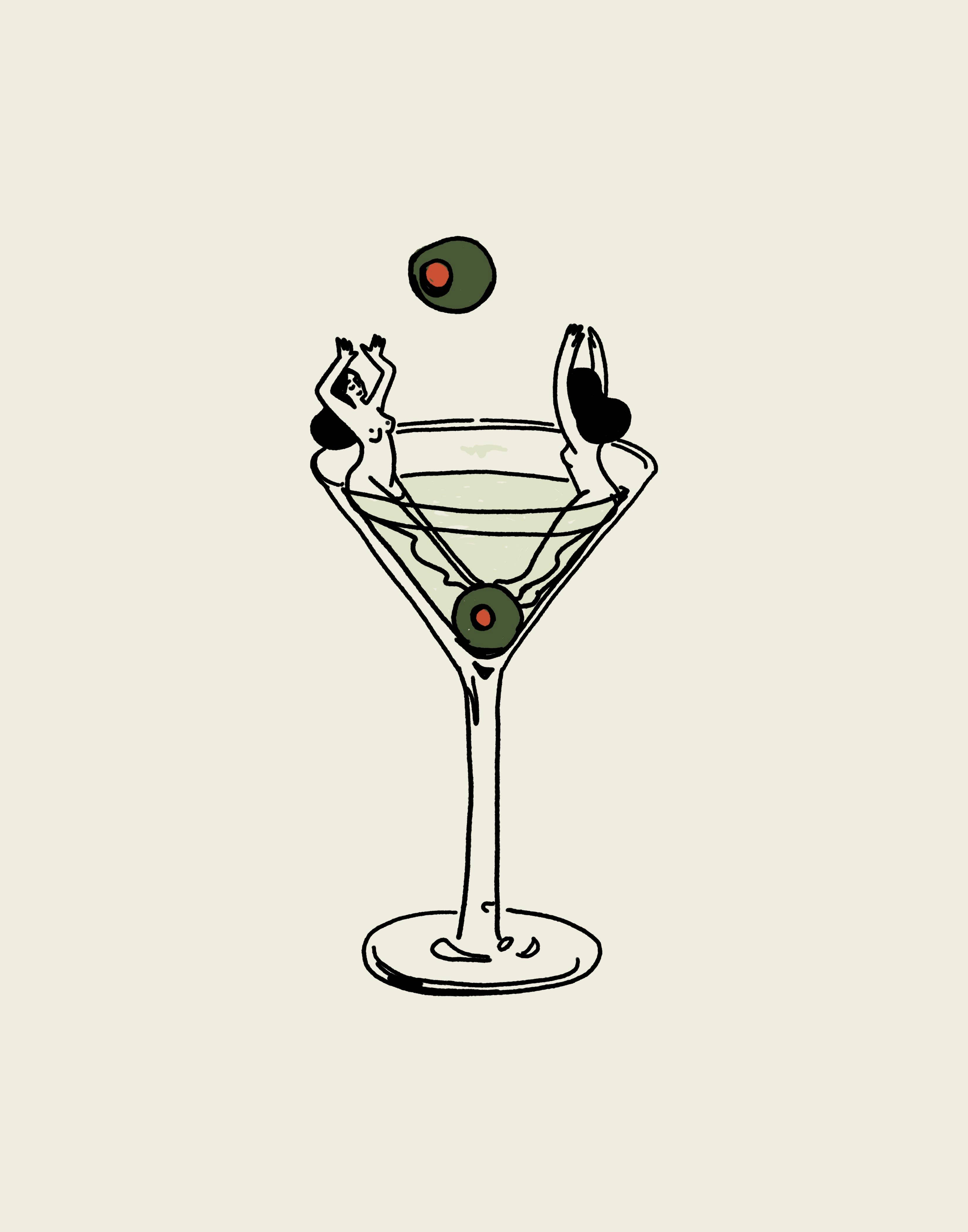 Tumbleweed Design Studio - "Martini Girls" Wall Art Print Retro Vintage Bar Home Decor