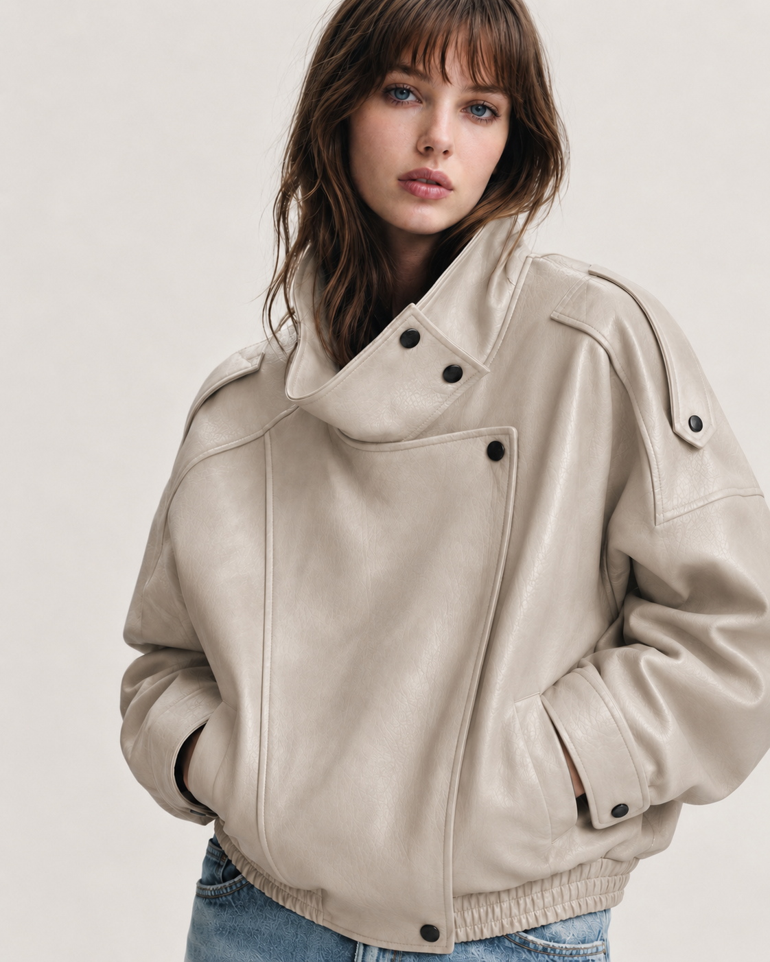 J LINE | LUZINA - OVERSIZED LEATHER BIKER JACKET