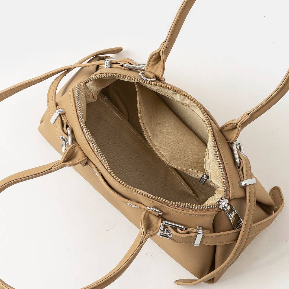Leather Belt Decor Hand Bag