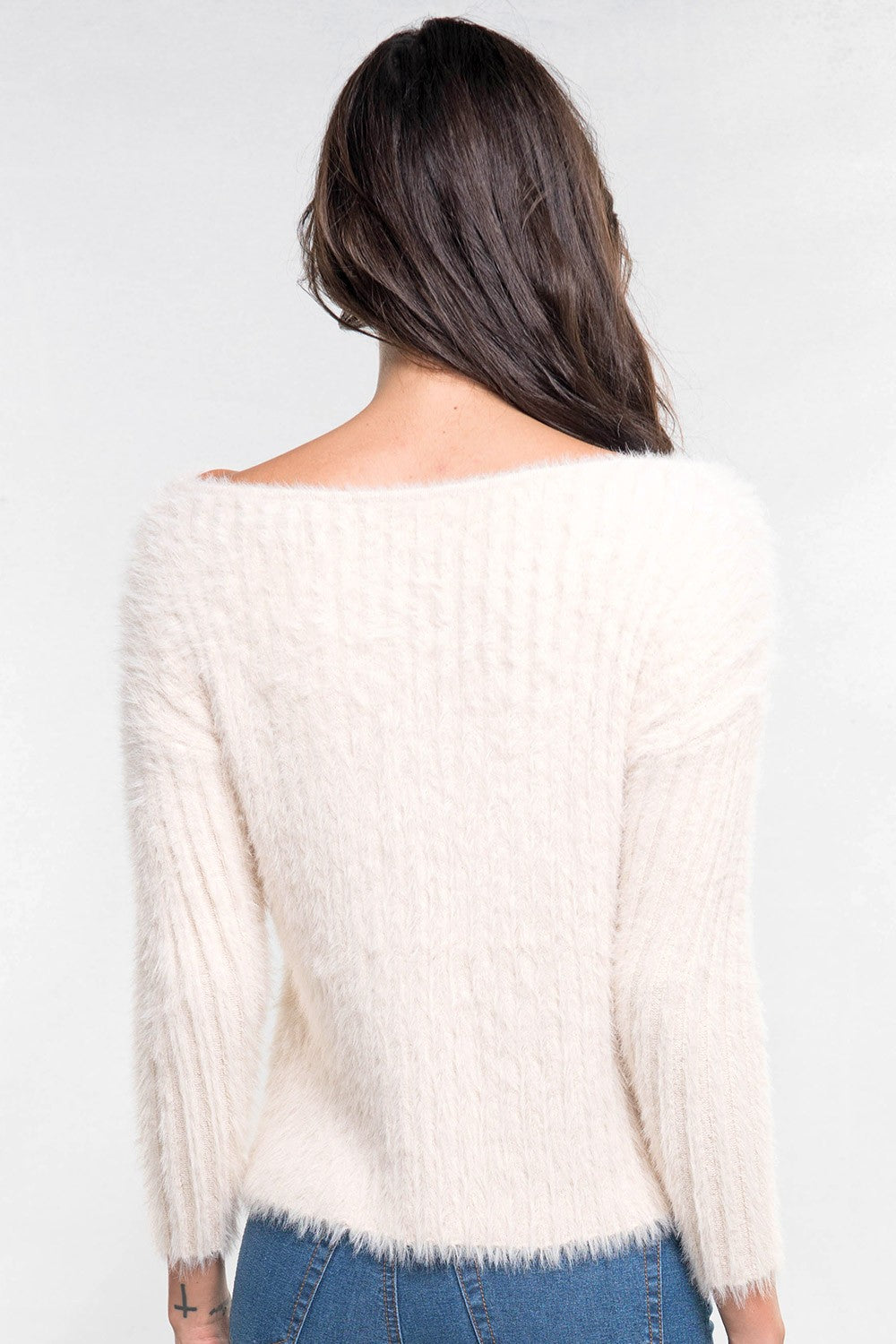 Dreamy Soft Fuzzy Ribbed Pullover Sweater