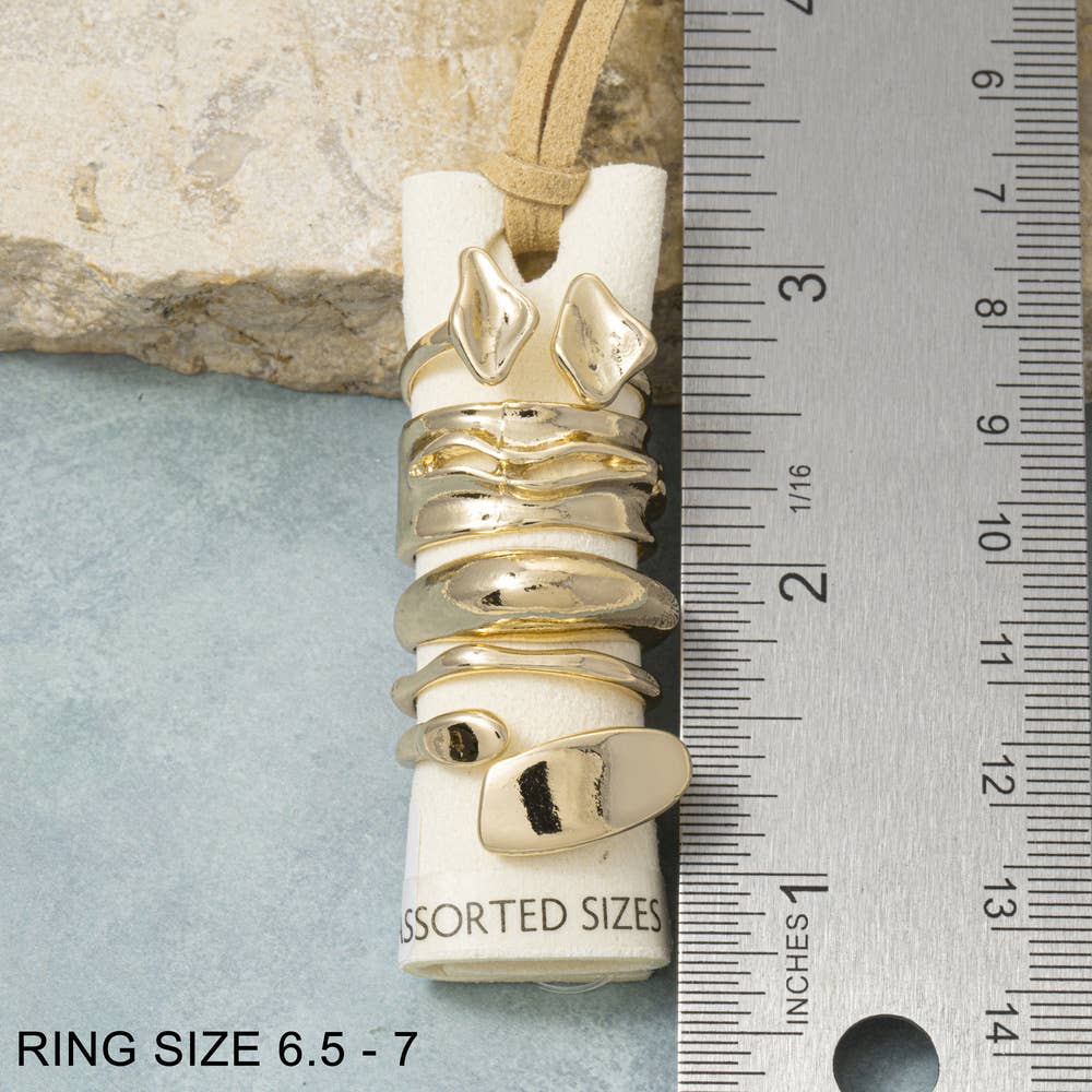Fame Accessories - Molten Organic Nugget Stacking Ring Set