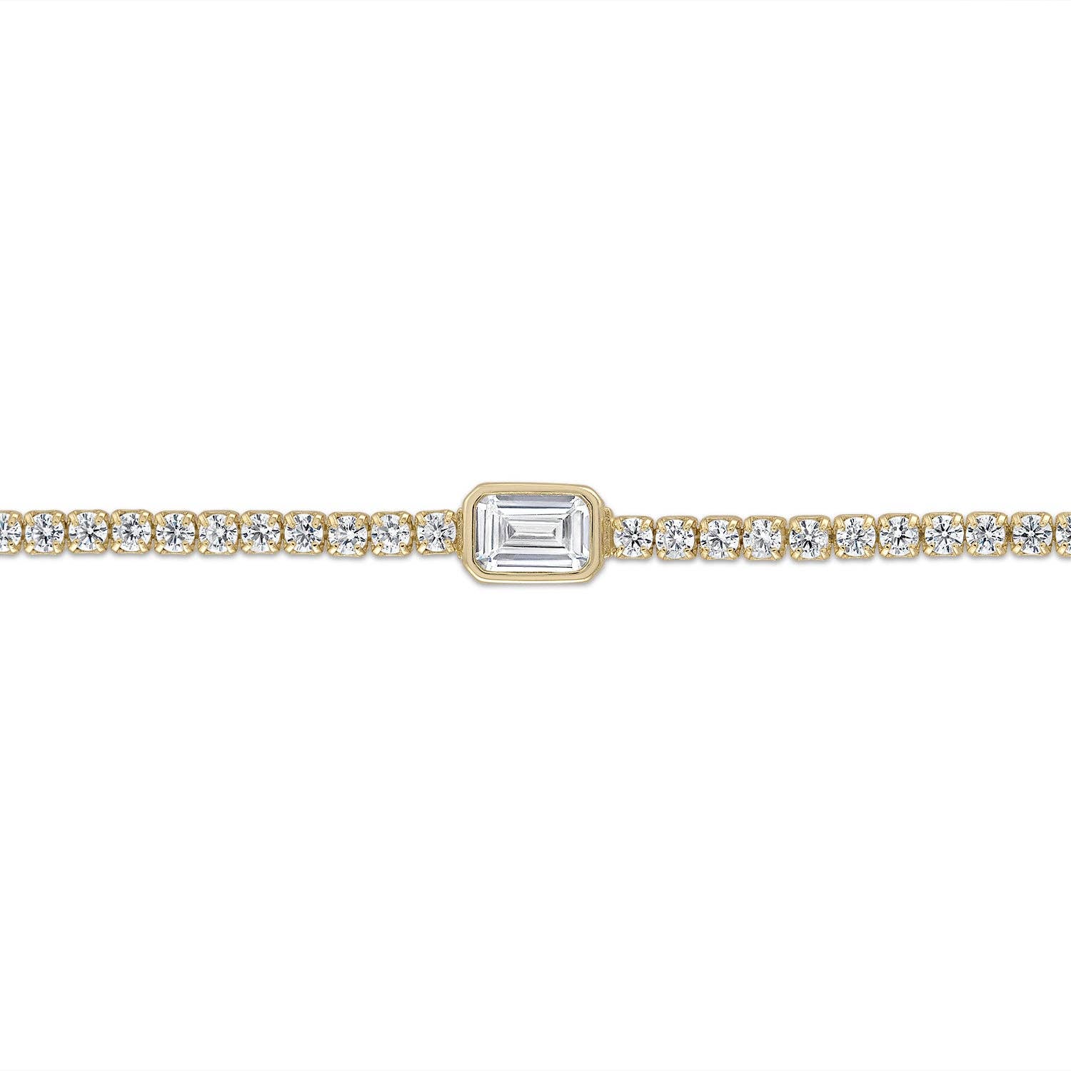 SKN Collections - Vermeil Emerald Cut cz Diamond Bezel Whisper Tennis Bracelet