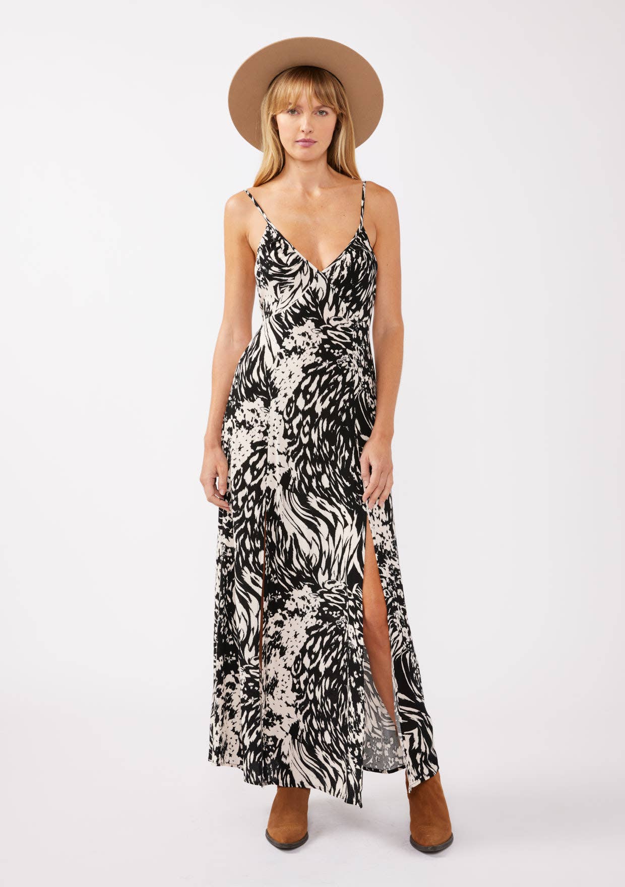 Lovestitch - Rayon Spaghetti Strap Tie Back Maxi Dress