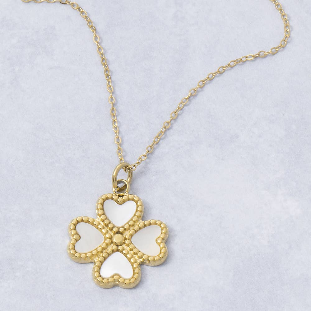 Fame Accessories - Stainless Steel Clover Mop Pendant Necklace