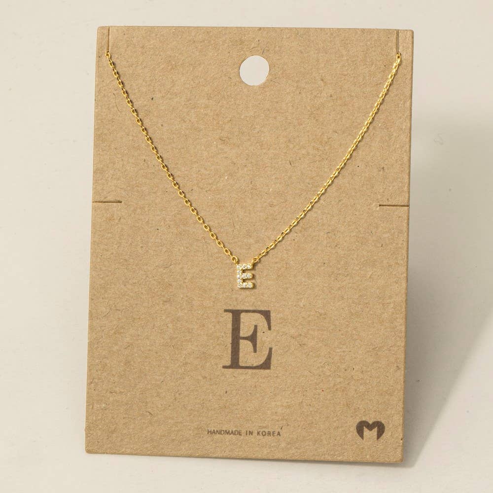 Fame Accessories - Mini Rhinestone Initial Necklace