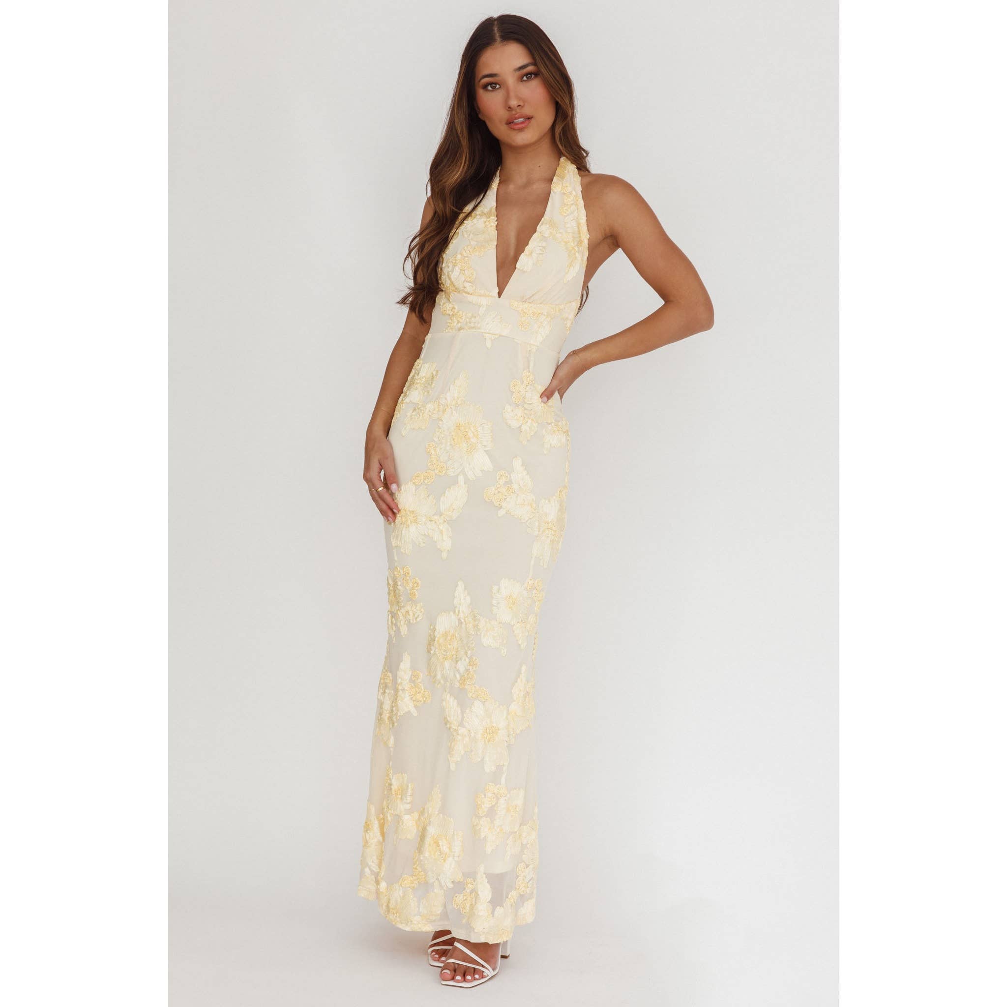 One and Only Collective - FLORAL HALTER MAXI DRESS