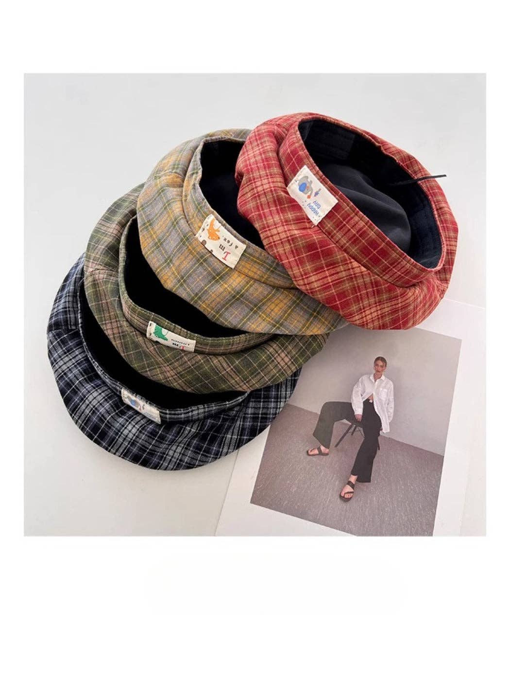 Funkyrel® Atzbranding Limited - Haila - Plaid Patch Casual Beret Hat
