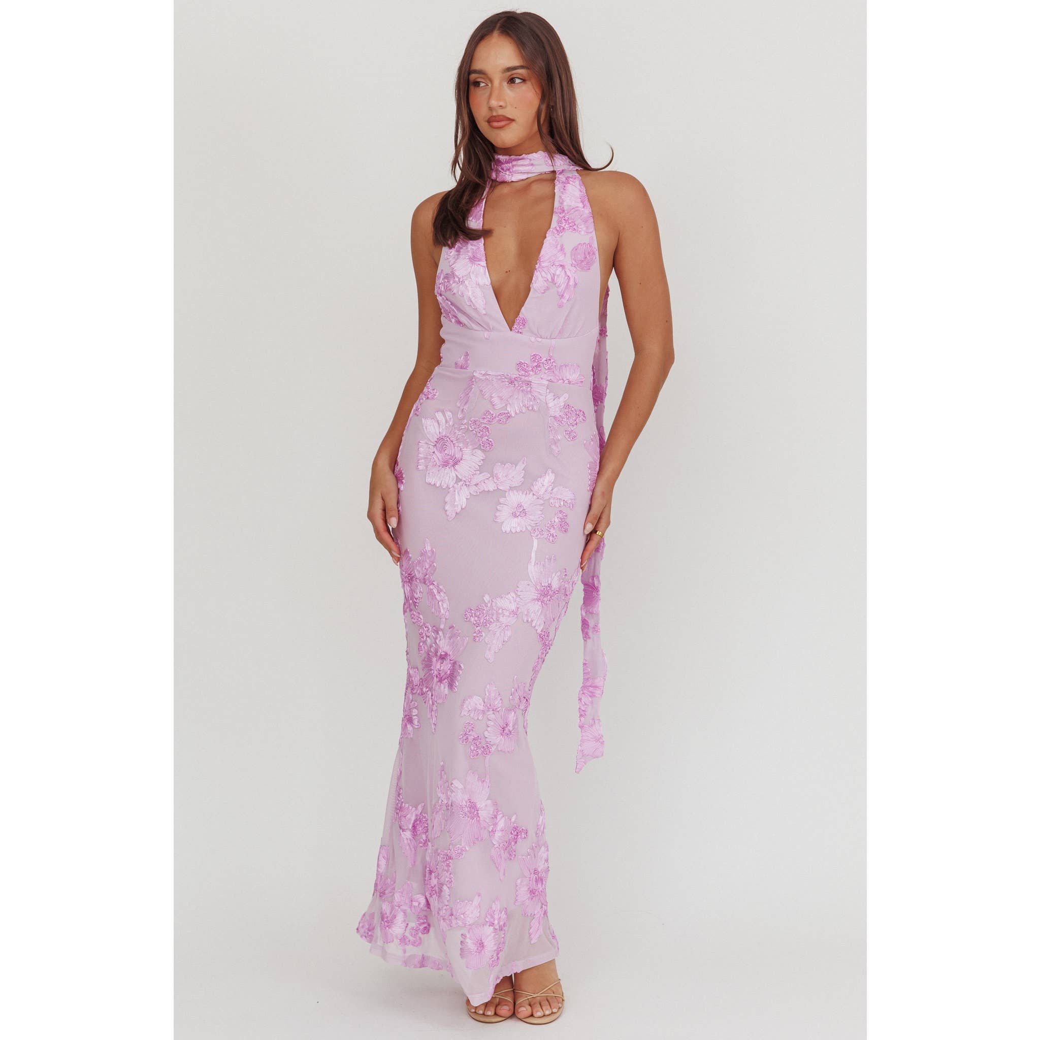 One and Only Collective - FLORAL HALTER MAXI DRESS