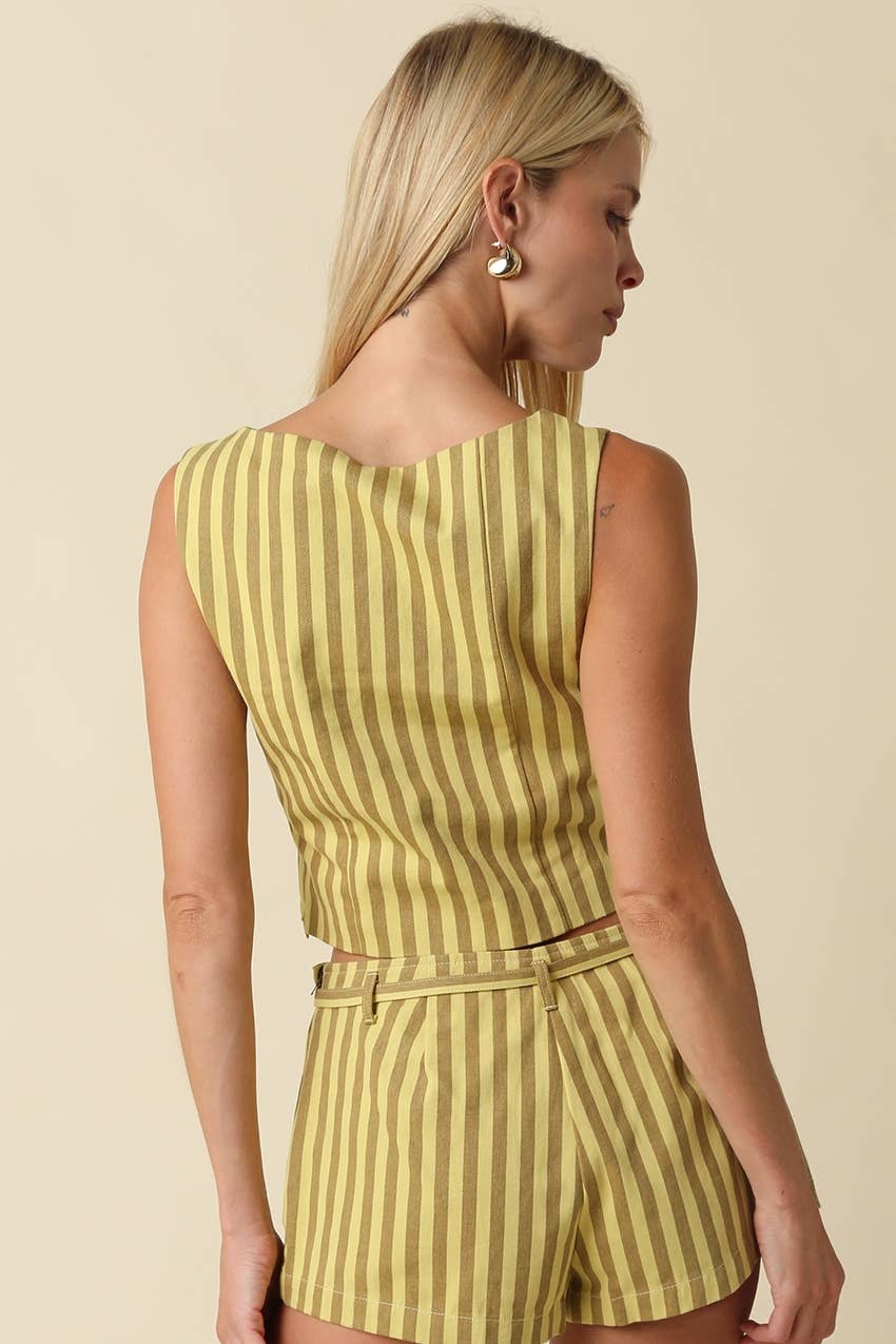 Olivaceous - Amara Stripe Crop Top