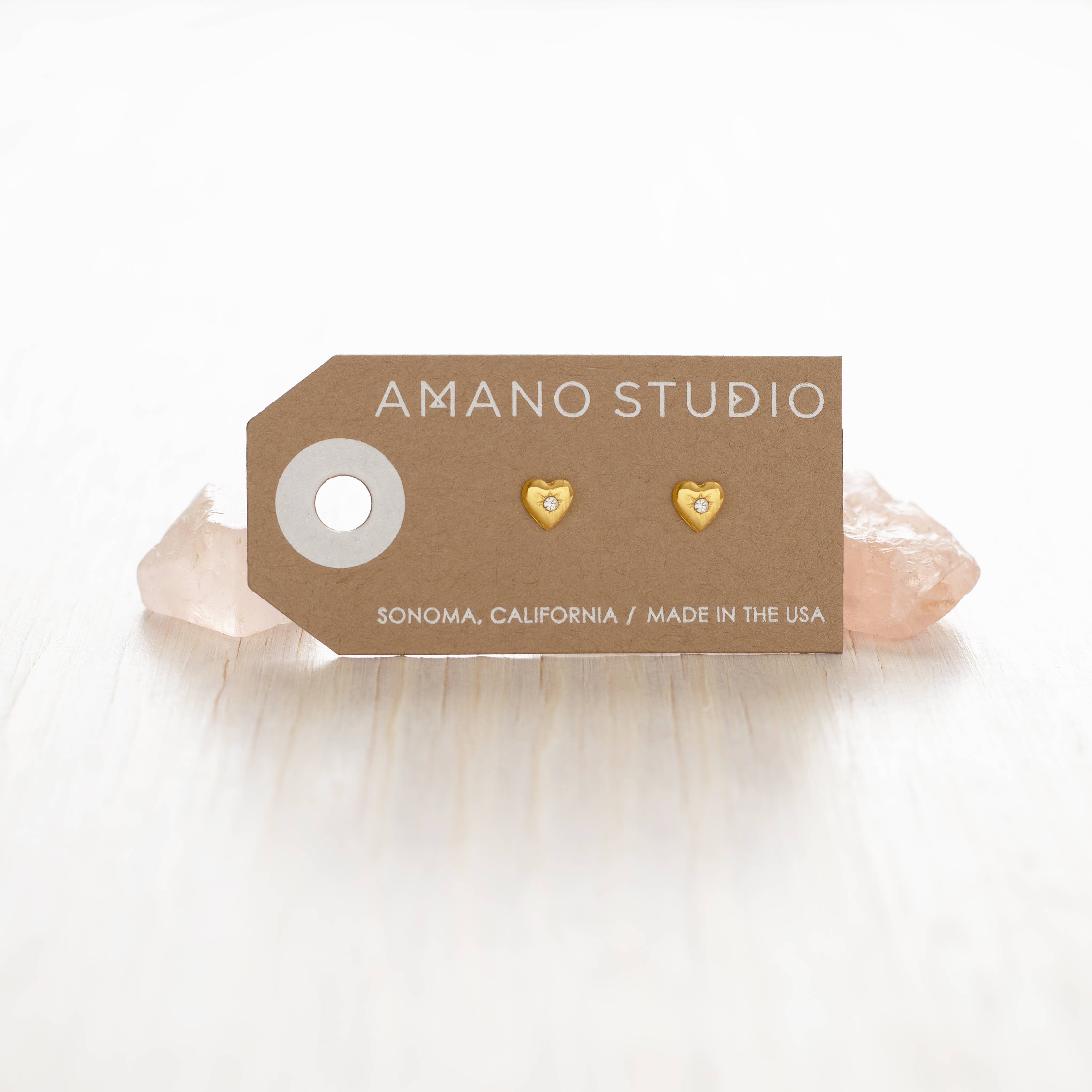 Amano Studio - Heart Studs with Crystal Stud Earrings