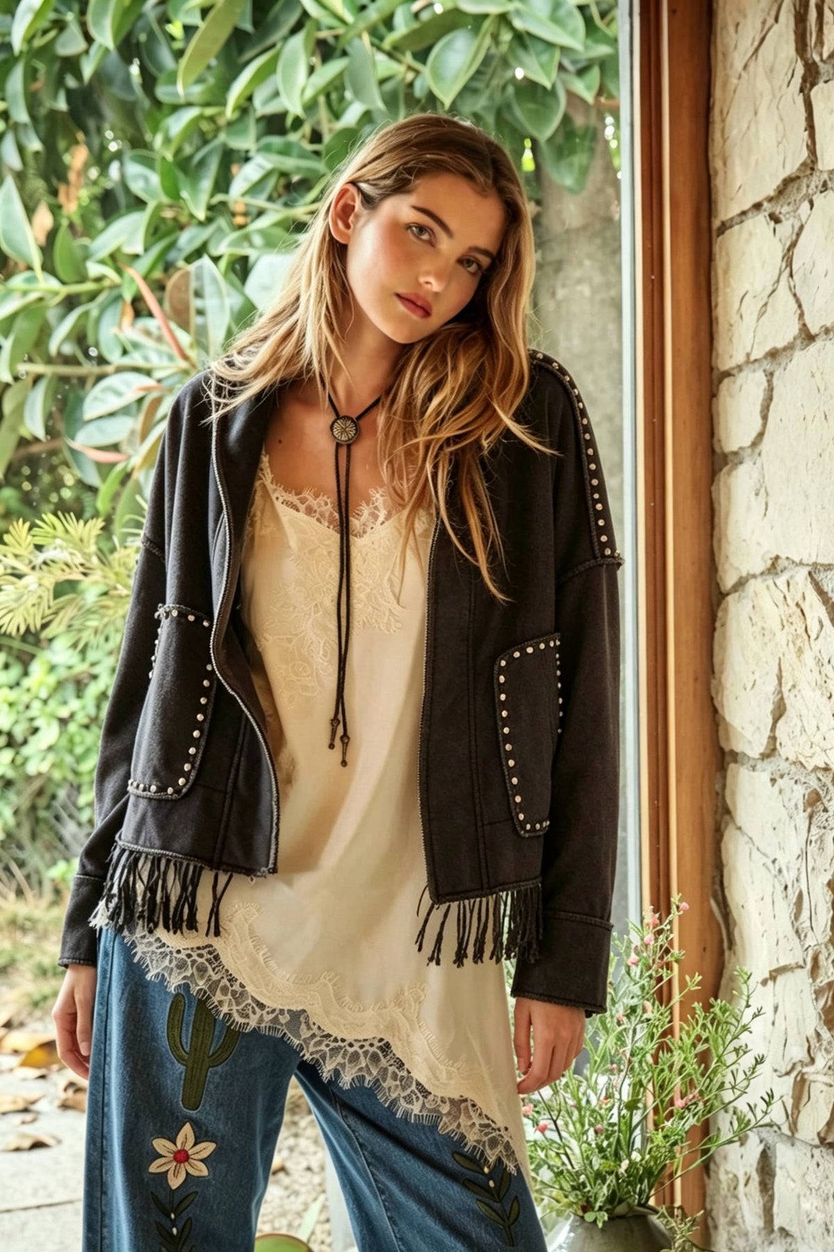 Blue B - 33625J Washed French Terry Fringe Cardigan