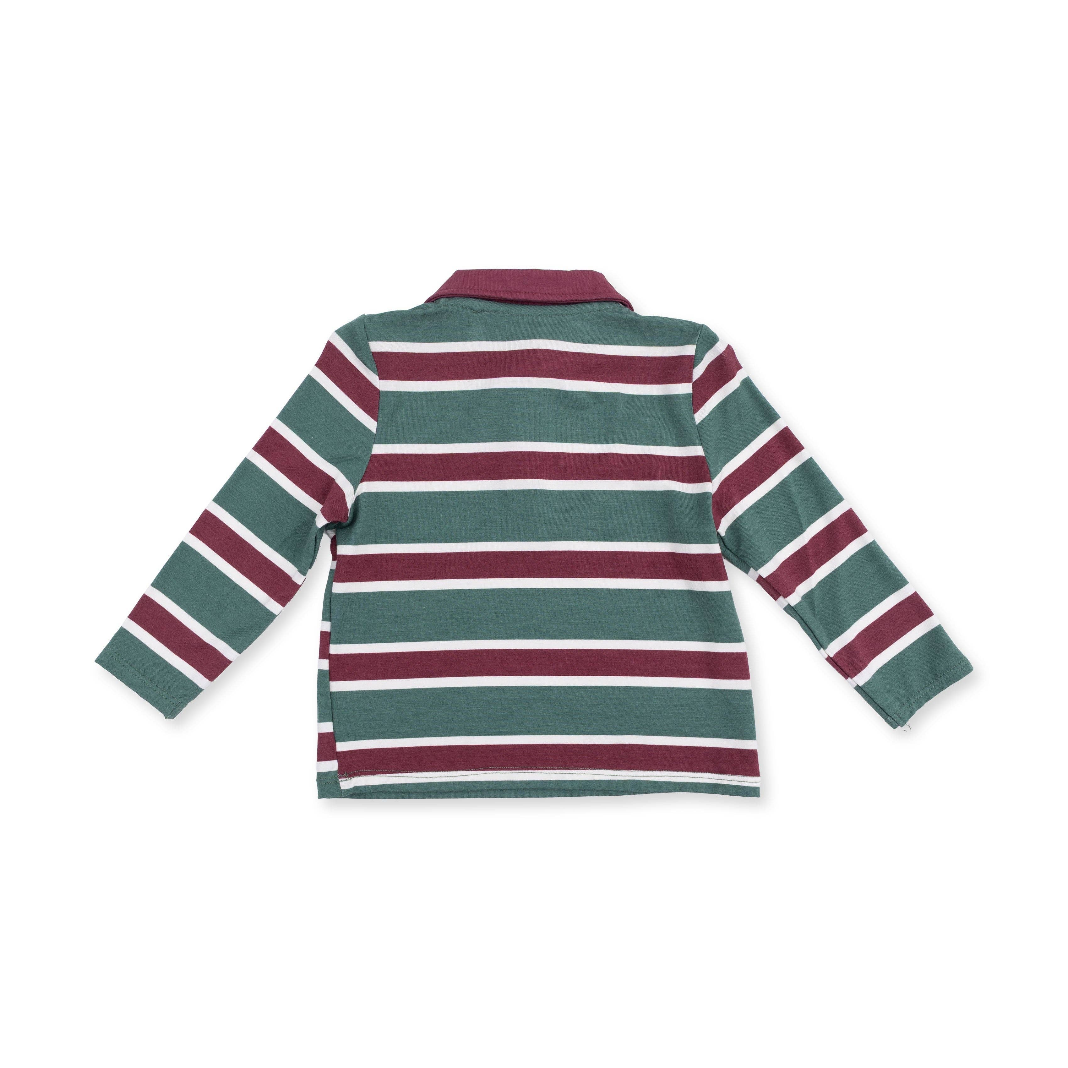 Angel Dear - Rugby Stripe Green - Long Sleeve Polo and Jogger
