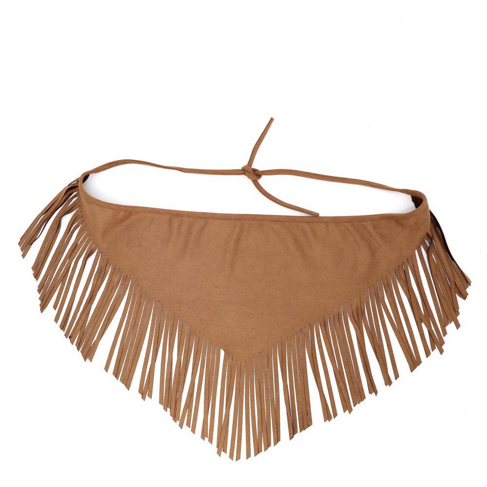 Collections by Fame Accessories - Vegan Suede Fringe Hip Scarf Wrap