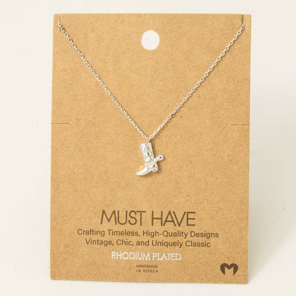 Fame Accessories - Cowboy Boots Pendant Necklace